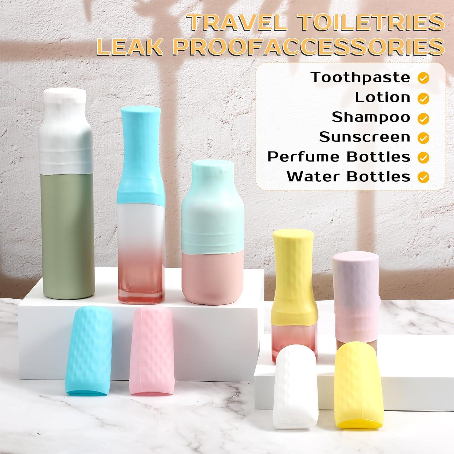 Paquete de 10 fundas de silicona JIYIN para botellas de viaje