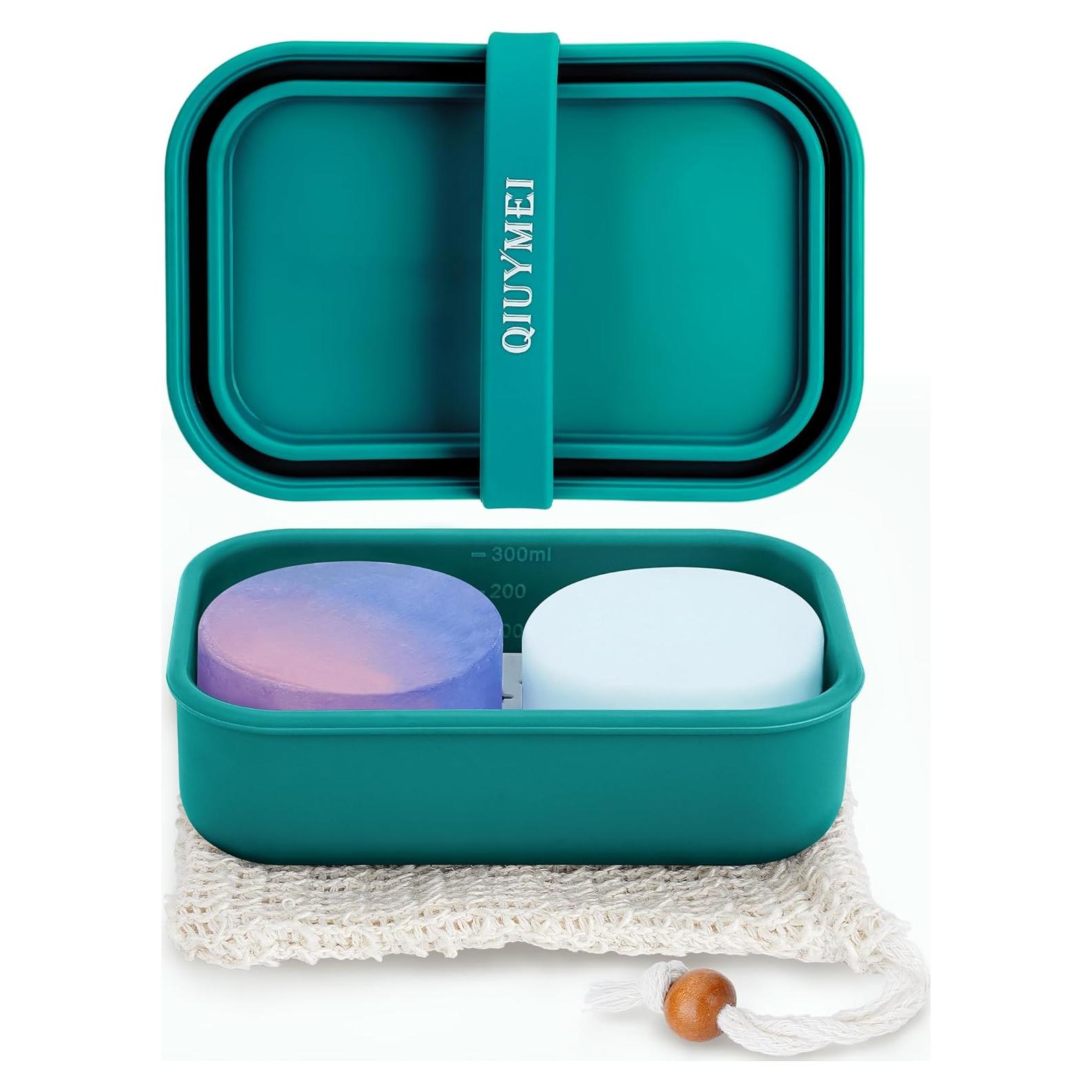 Contenedor de Jabón de Viaje QIUYMEI Verde con Drenaje