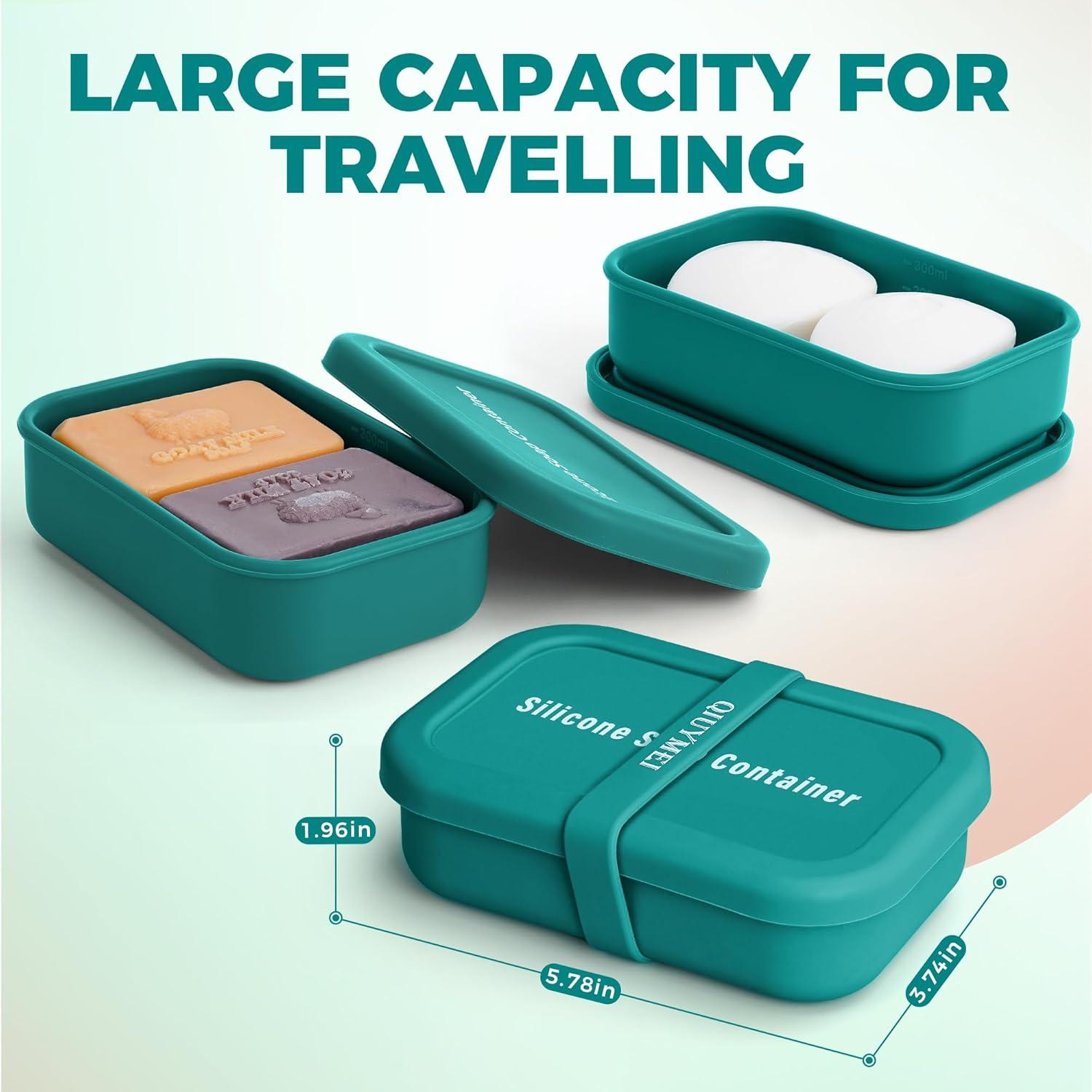 Contenedor de Jabón de Viaje QIUYMEI Verde con Drenaje