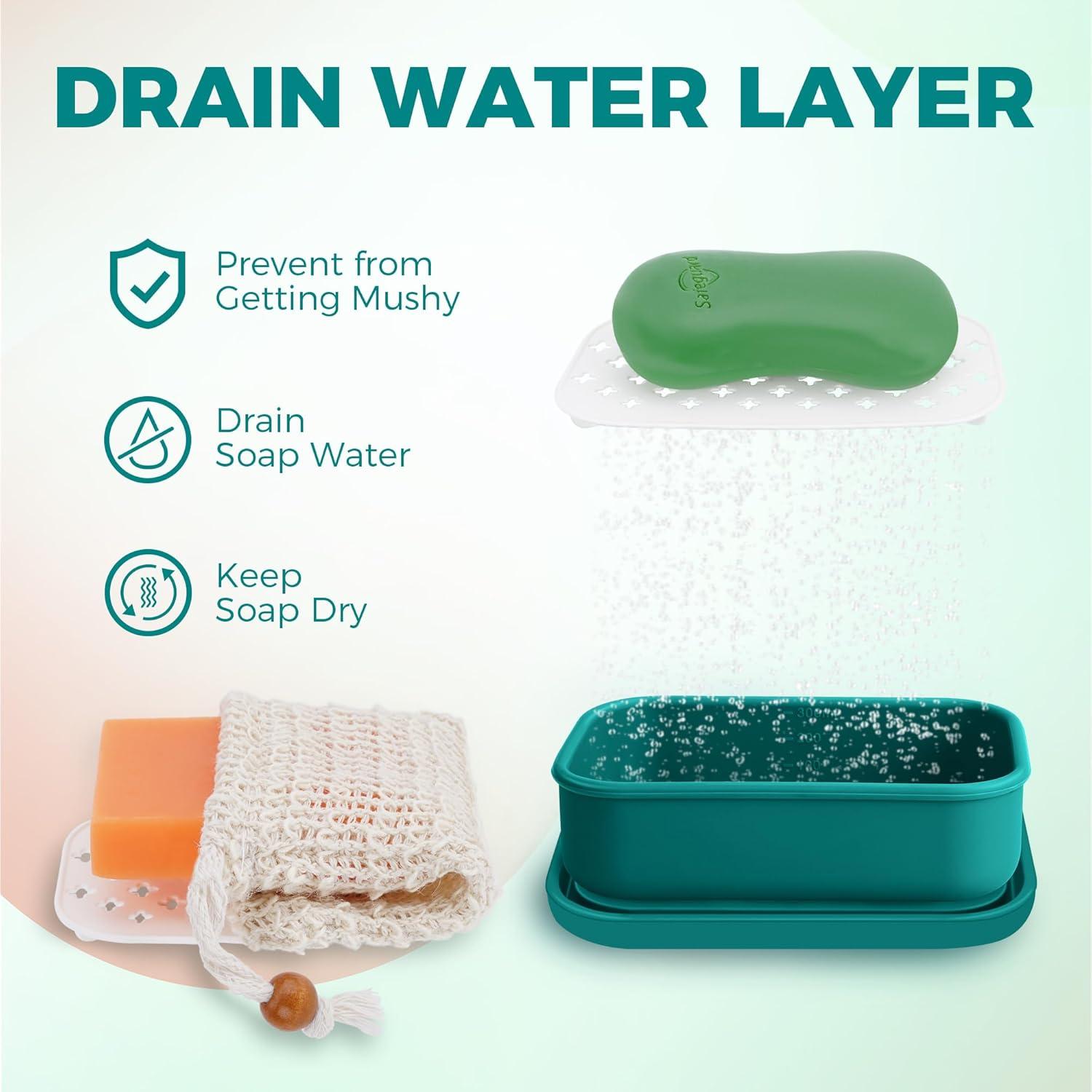 Contenedor de Jabón de Viaje QIUYMEI Verde con Drenaje