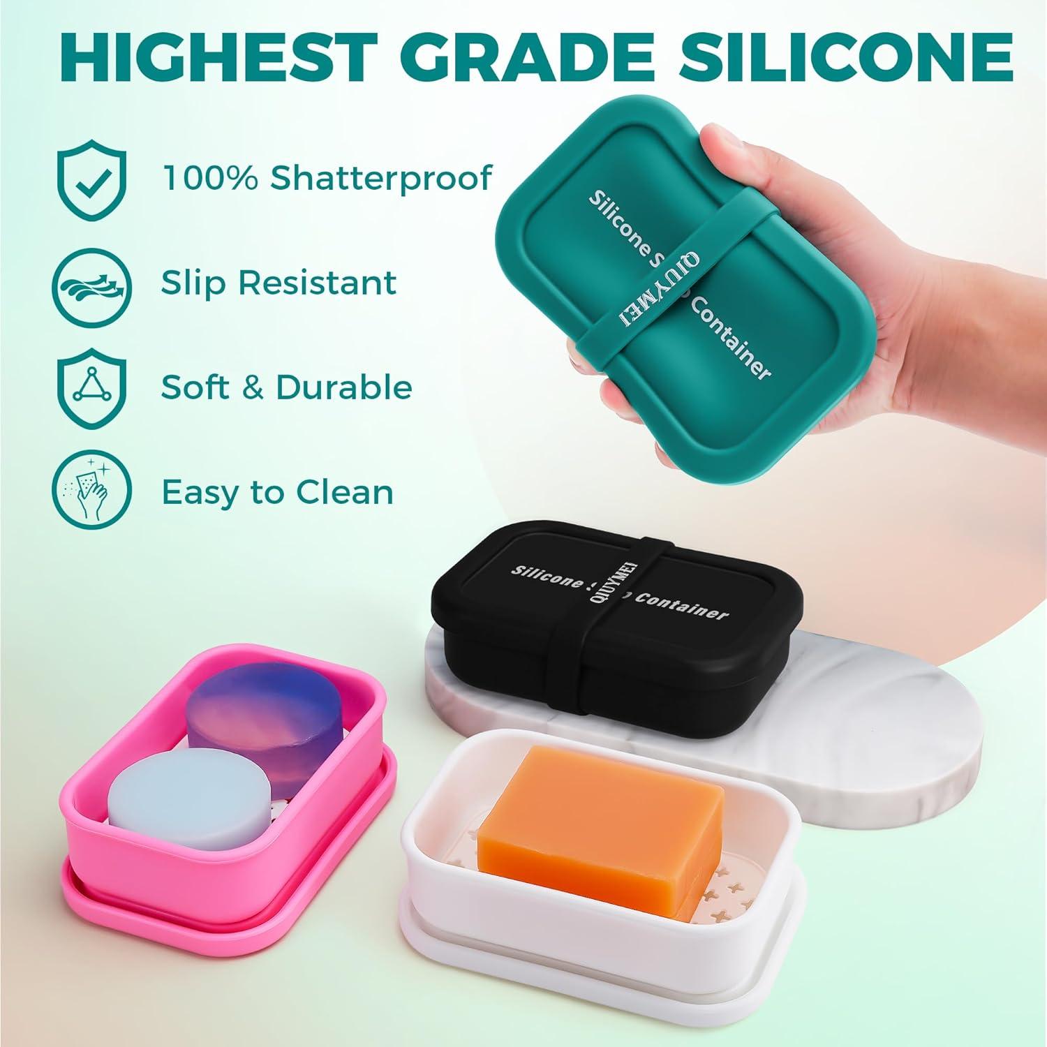 Contenedor de Jabón de Viaje QIUYMEI Verde con Drenaje