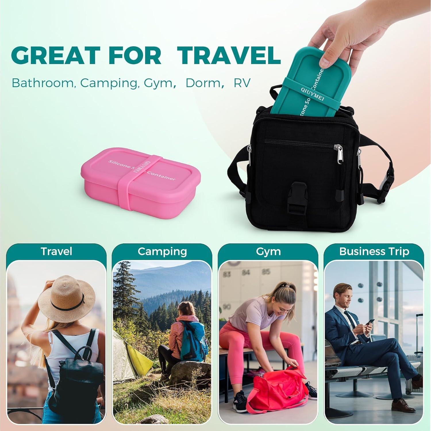 Contenedor de Jabón de Viaje QIUYMEI Verde con Drenaje