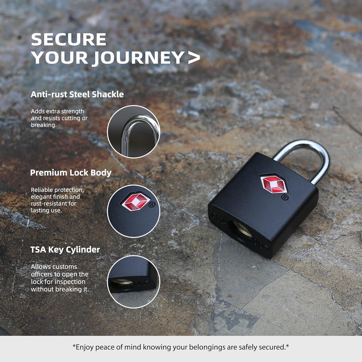 Candados TSA de Metal UP Security - Paquete de 4 Llaves