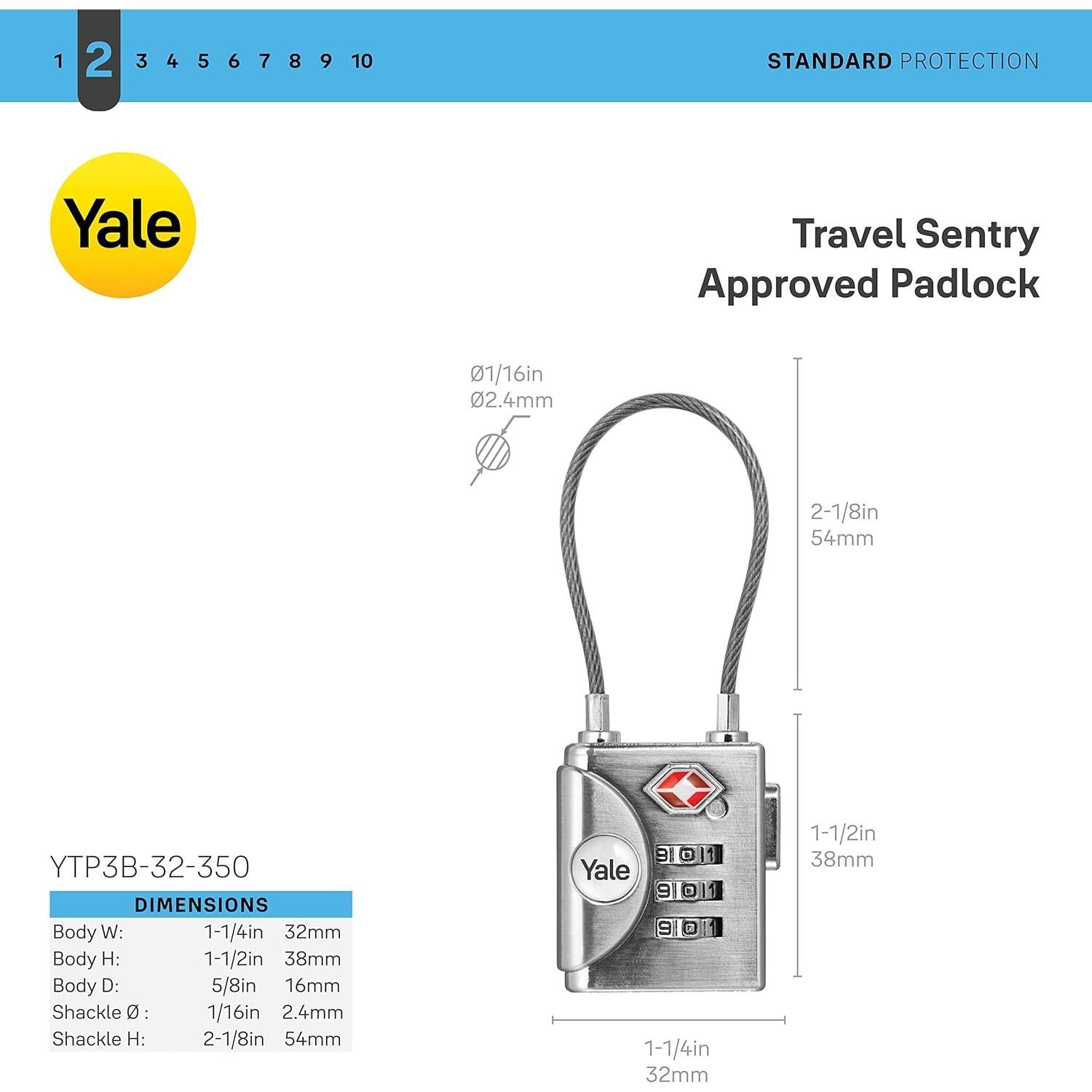 Candado de Combinación TSA Yale YTP3 para Equipaje y Mochilas