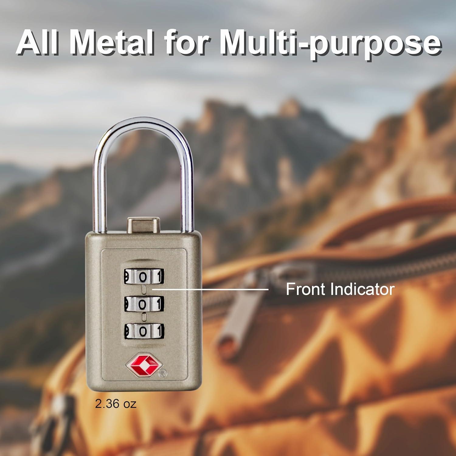 Candado de Combinación TSA Arkali 3 Dígitos Antirrobo Metal