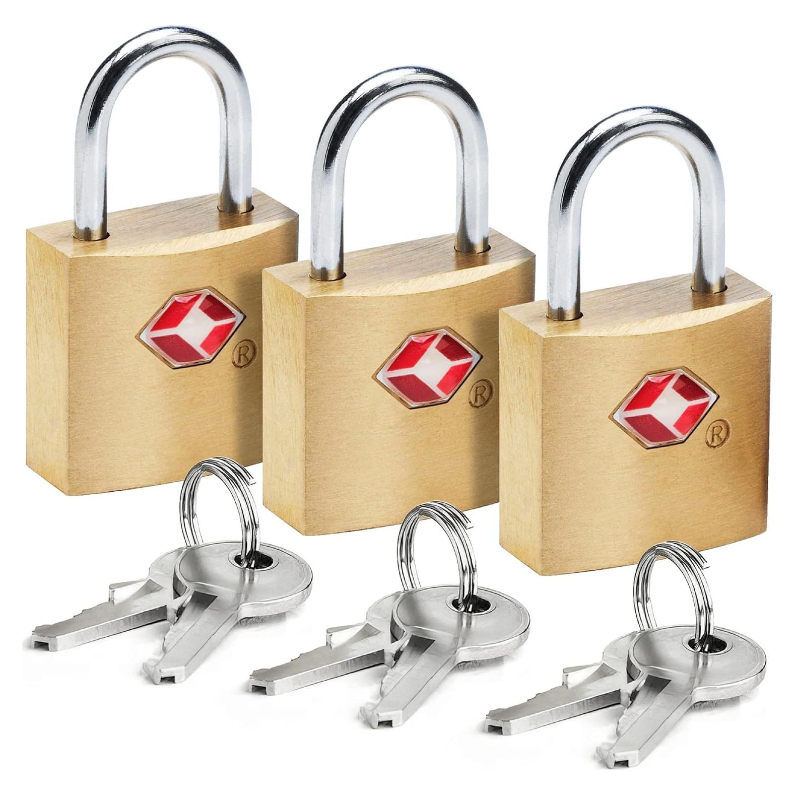 Candado TSA Mini de Latón Lewis N. Clark - Paquete de 3