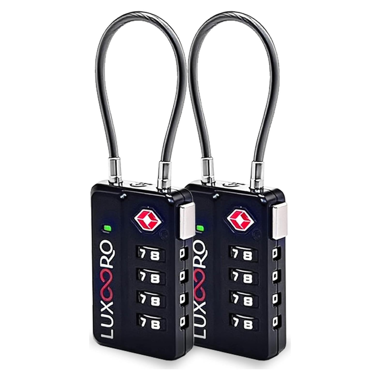 Candado de Equipaje LUXOORO TSA 4 Dígitos Negro 2 Paquete