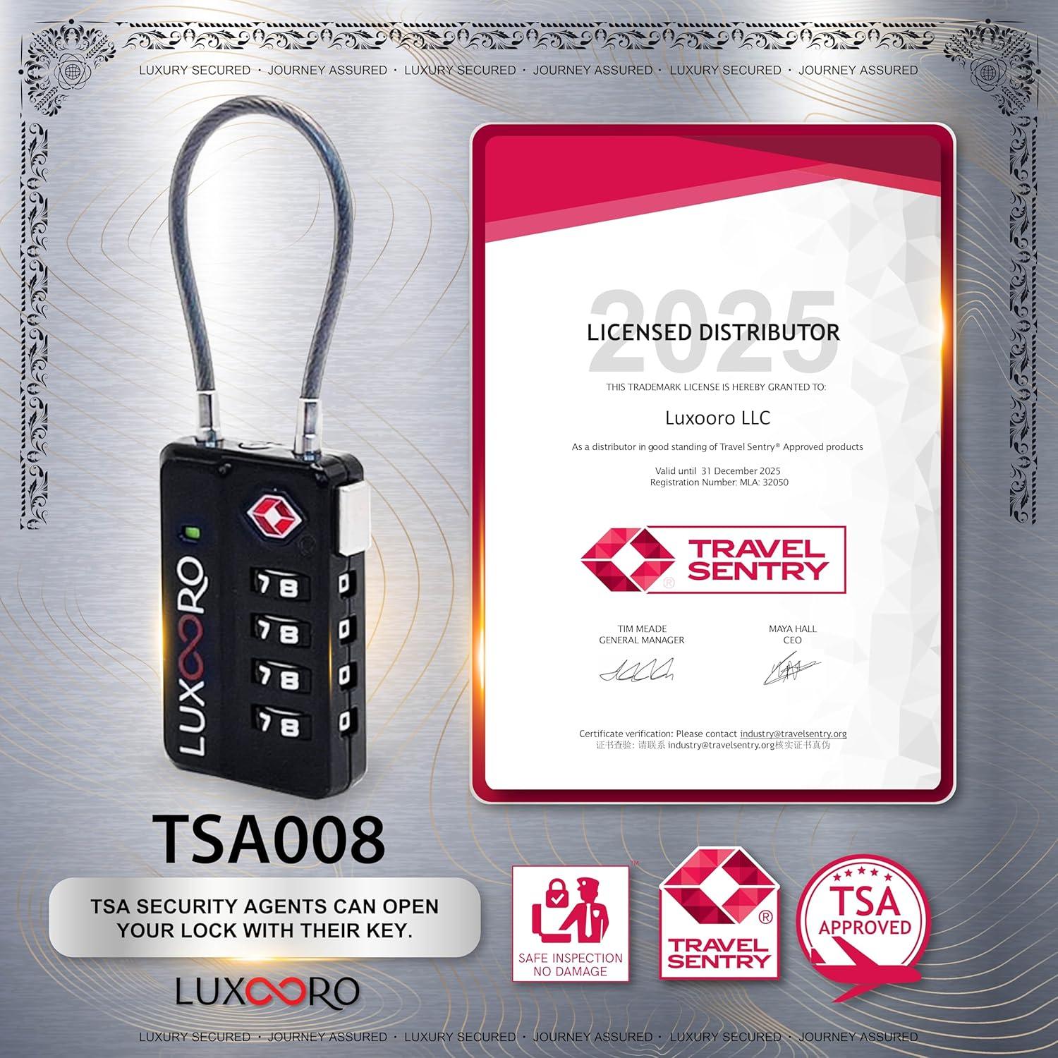 Candado de Equipaje LUXOORO TSA 4 Dígitos Negro 2 Paquete