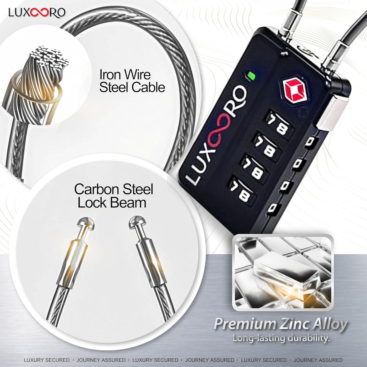 Candado de Equipaje LUXOORO TSA 4 Dígitos Negro 2 Paquete