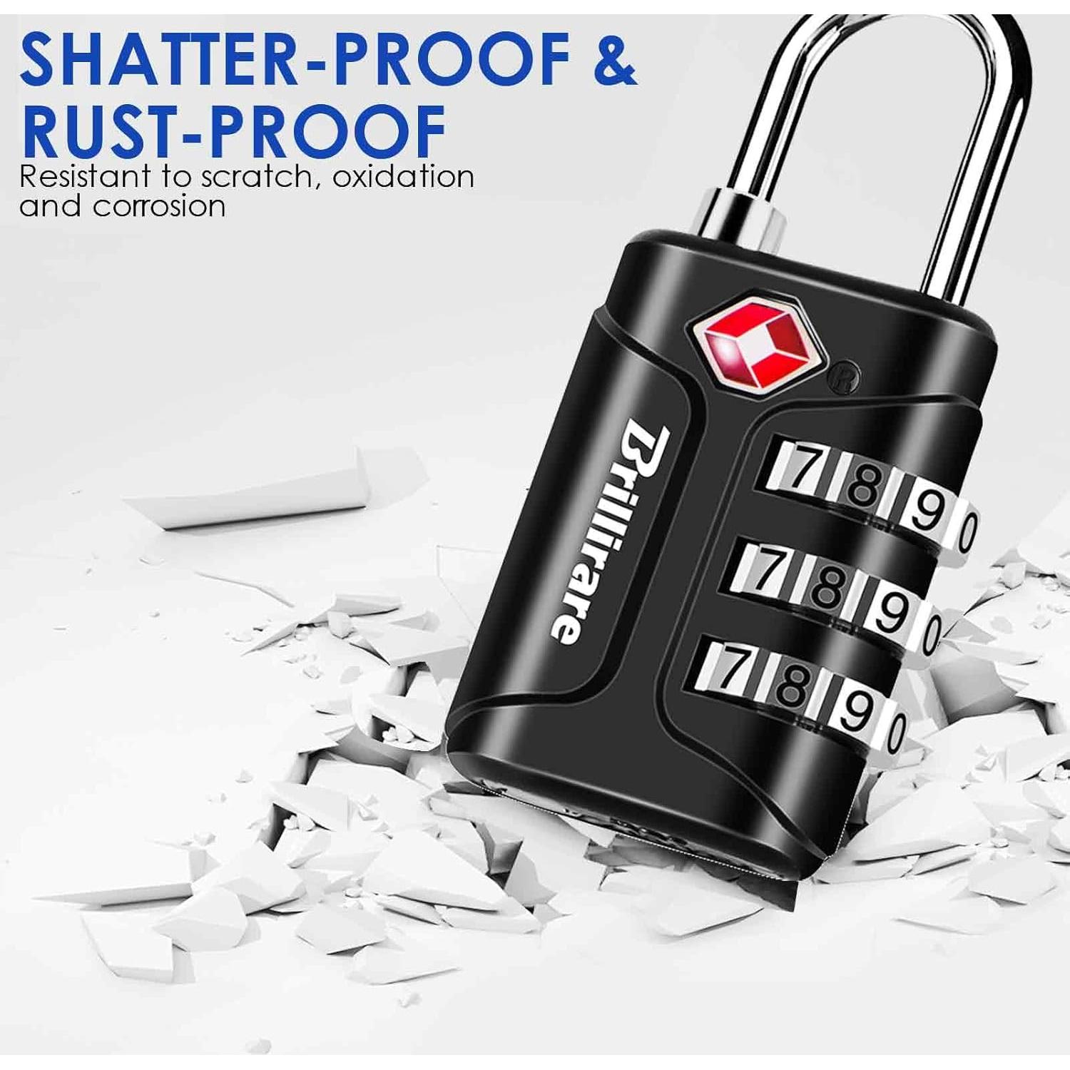 Paquete de 4 Candados de Combinación TSA Brillirare Negro