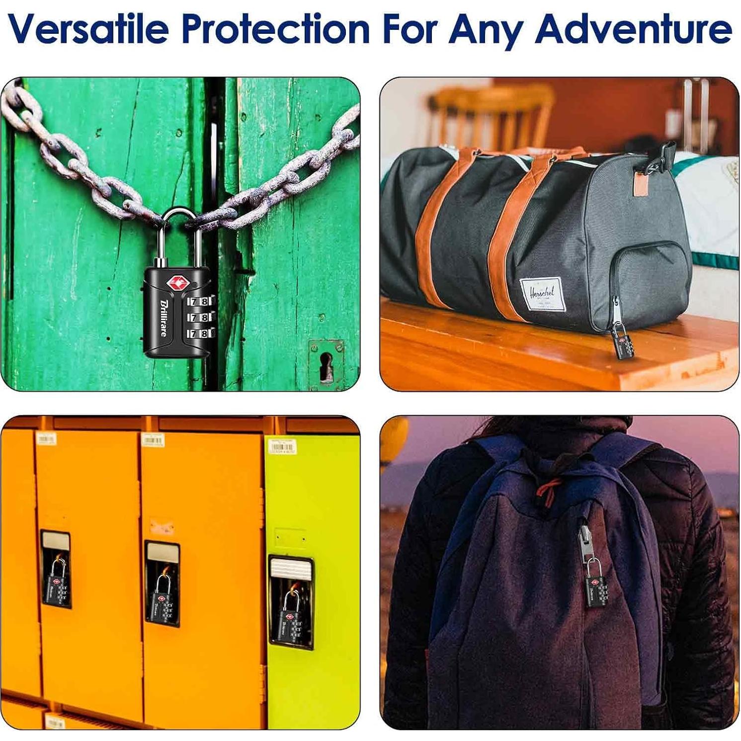 Paquete de 4 Candados de Combinación TSA Brillirare Negro