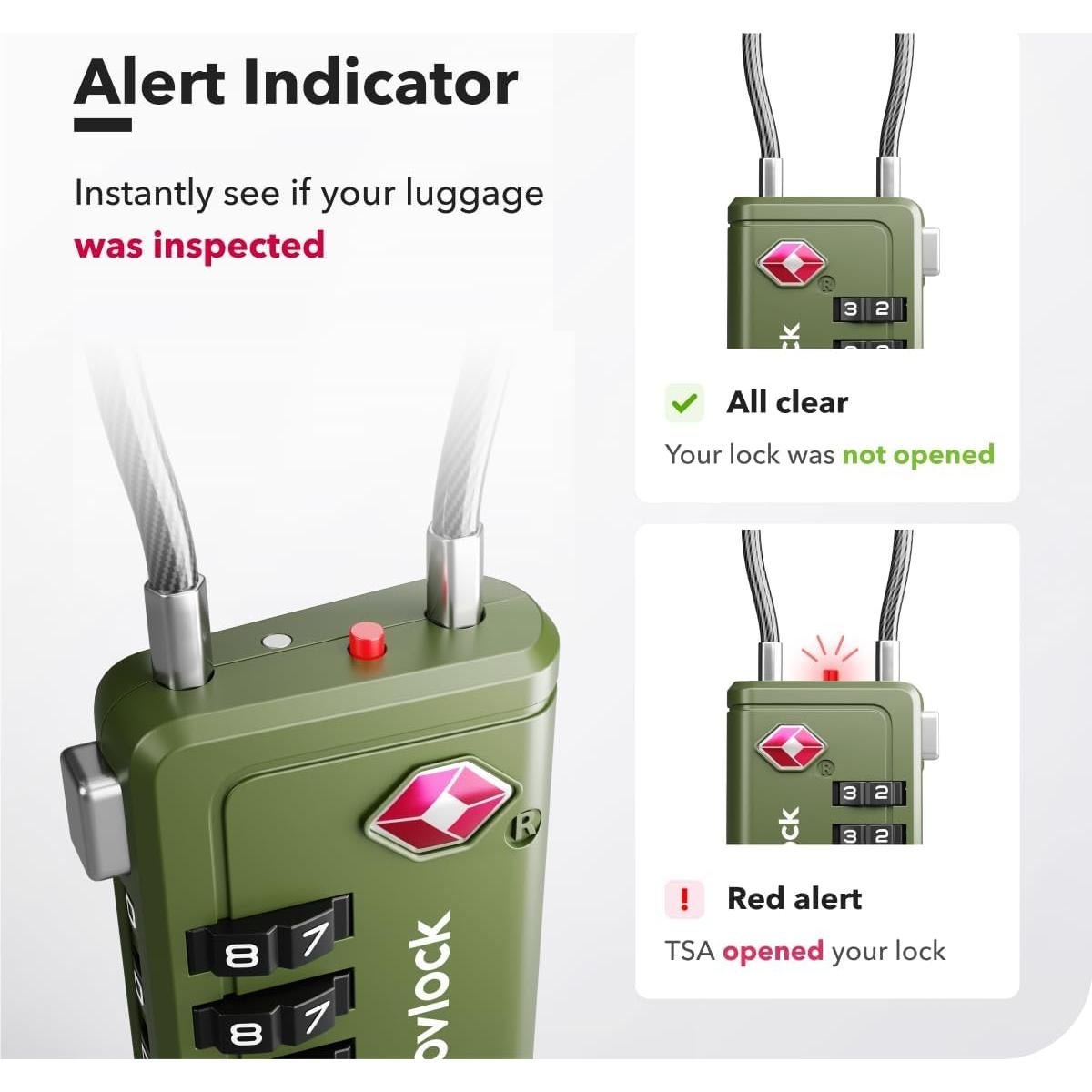 Candados de Equipaje TSA NovLock con Indicador de Inspección, 2 Piezas