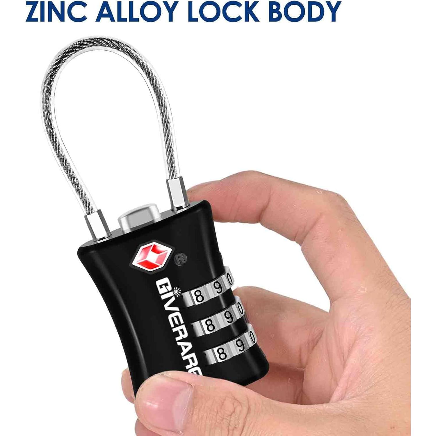 2 Candados de Equipaje TSA GIVERARE con Combinación 3 Dígitos