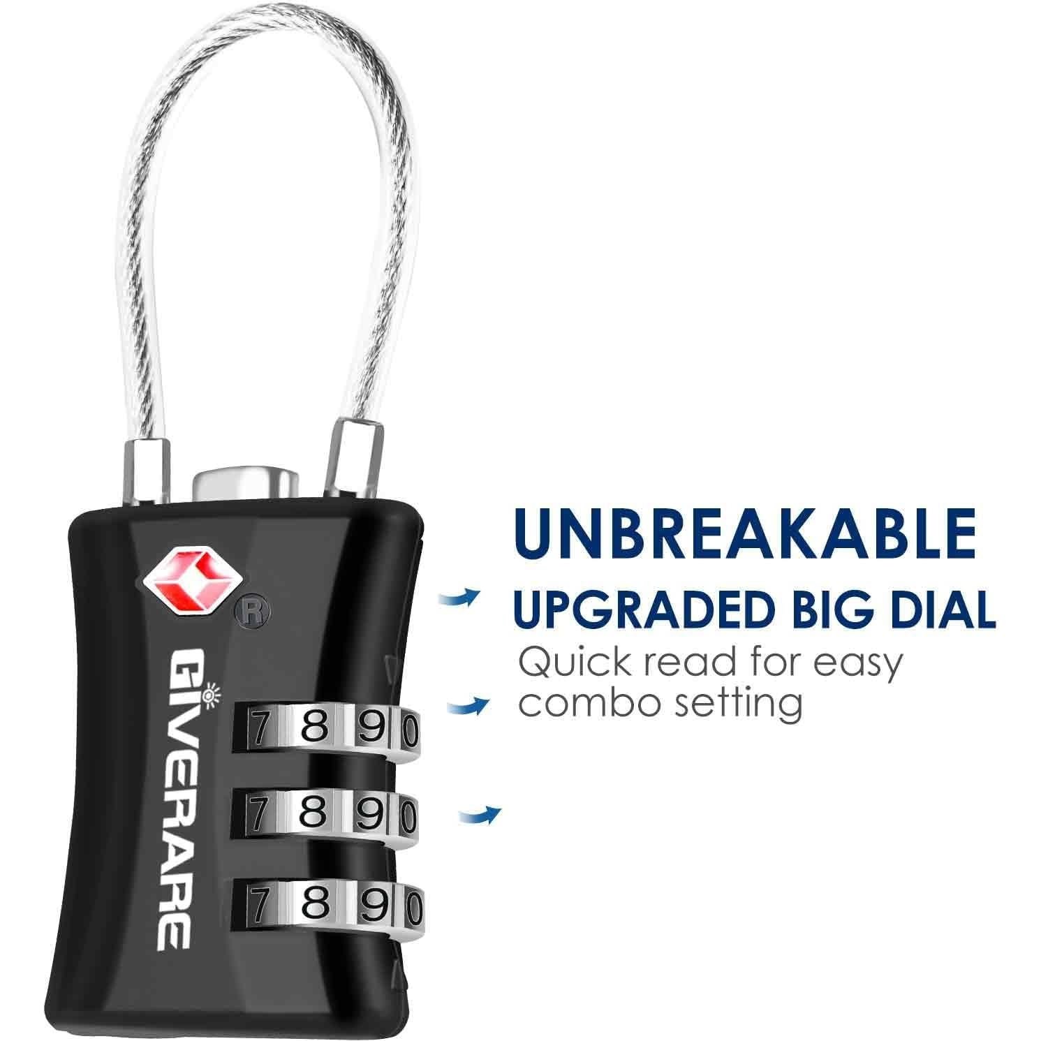 2 Candados de Equipaje TSA GIVERARE con Combinación 3 Dígitos