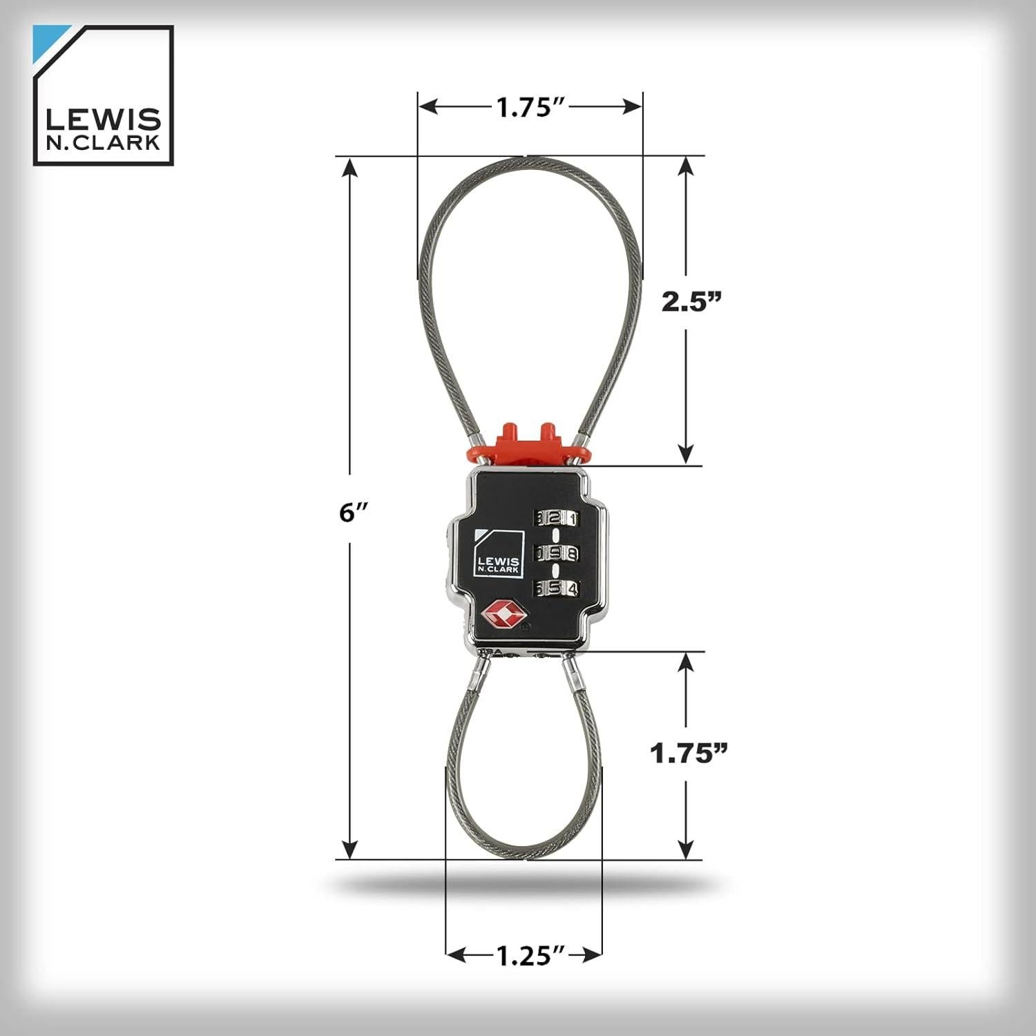 Candado de Combinación Reajustable Lewis N. Clark TSA Negro