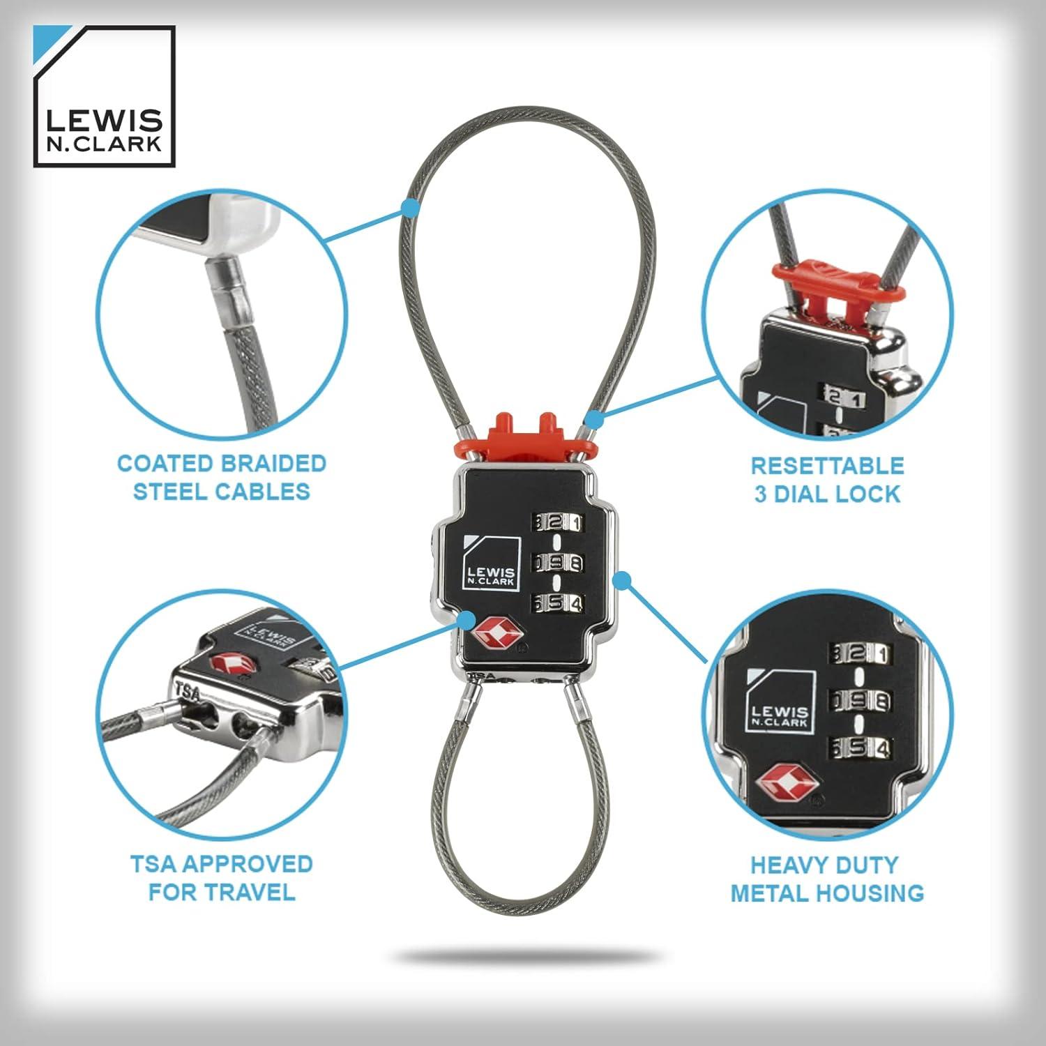 Candado de Combinación Reajustable Lewis N. Clark TSA Negro