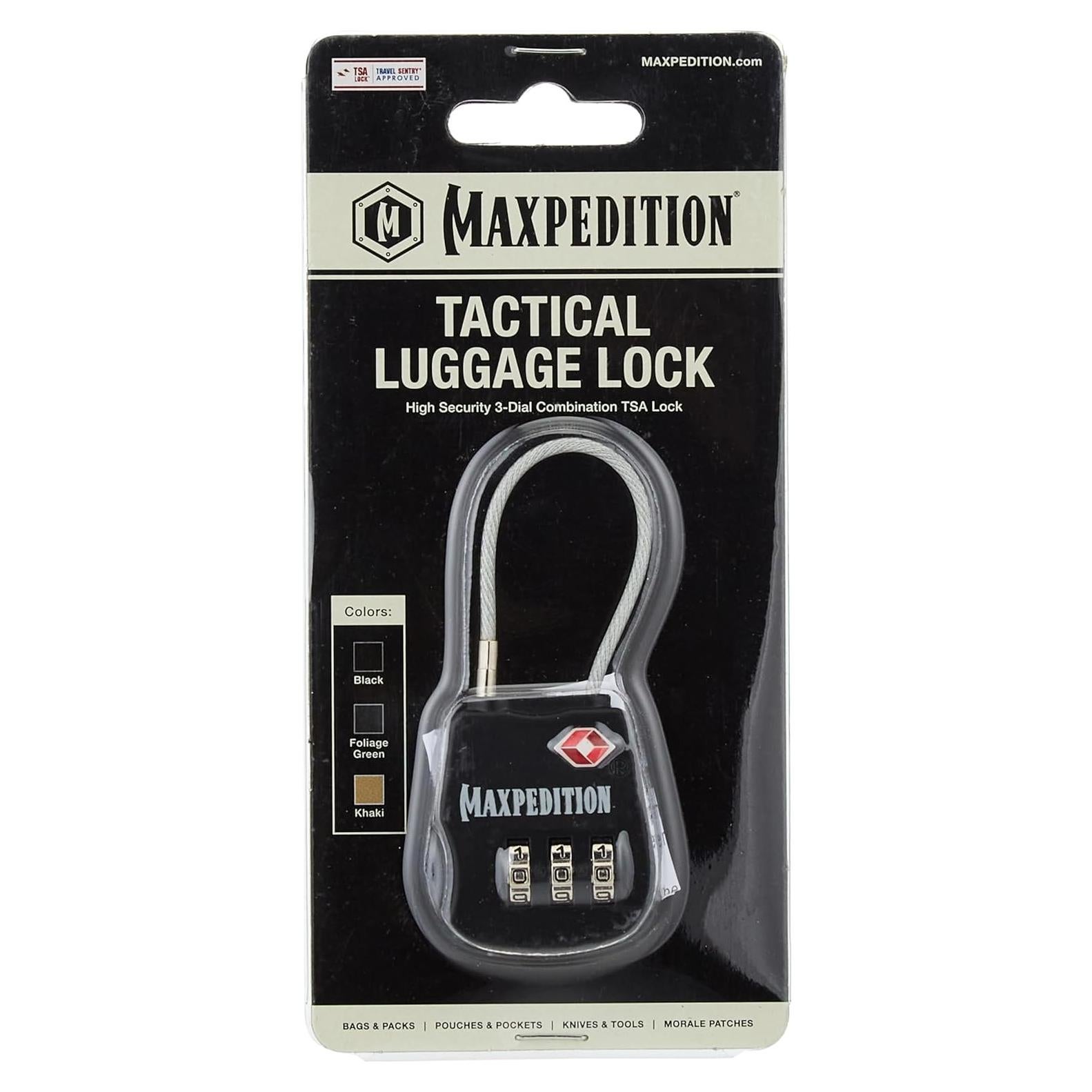 Candado TSA Maxpedition de Combinación 3 Dígitos Negro