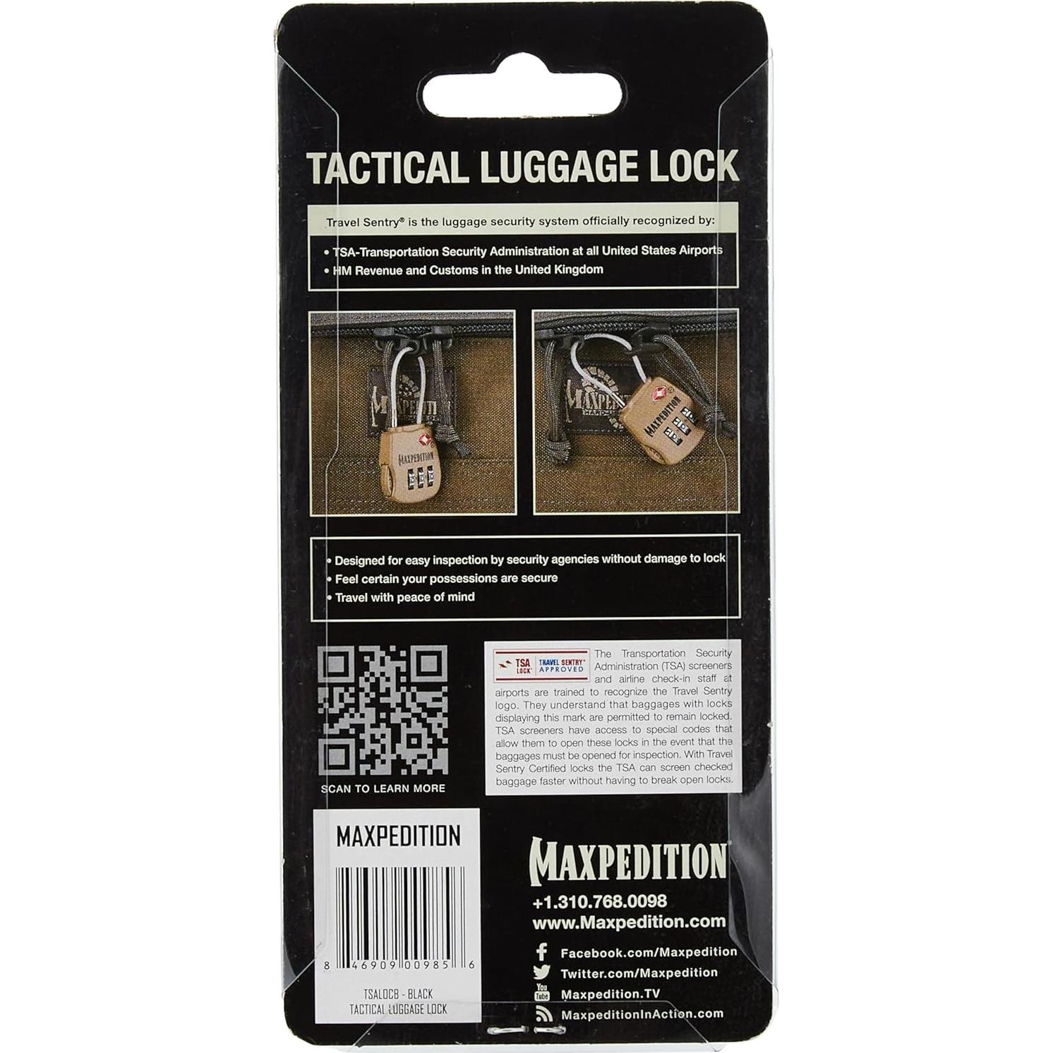 Candado TSA Maxpedition de Combinación 3 Dígitos Negro