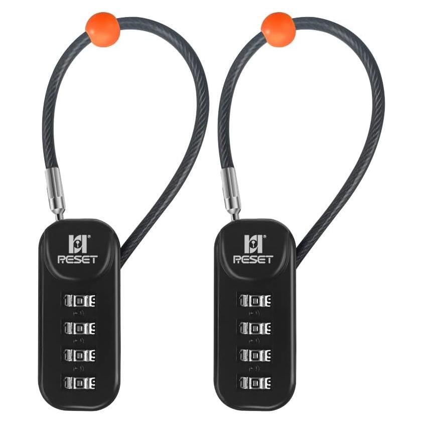 Candado de Combinación RESET-192 Negro 4 Dígitos 10cm 2 Piezas