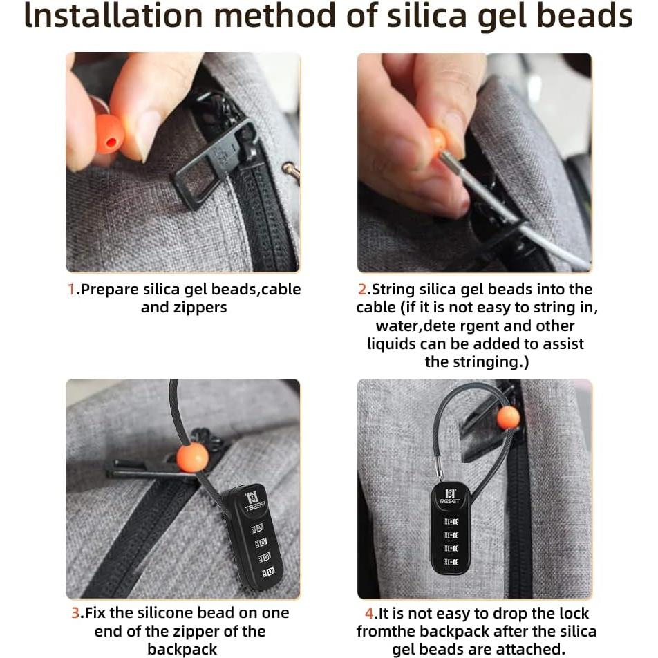 Candado de Combinación RESET-192 Negro 4 Dígitos 10cm 2 Piezas