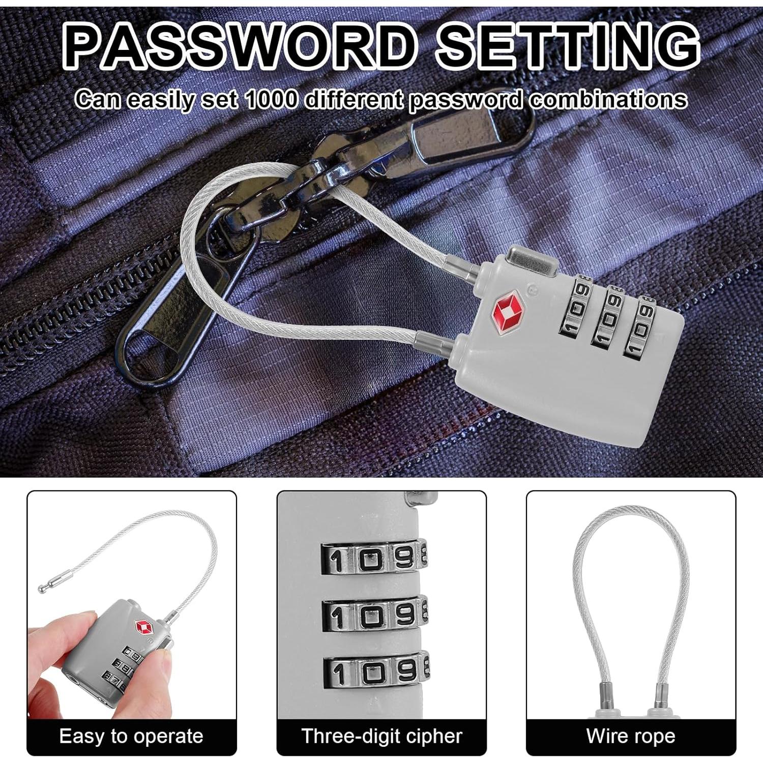 5 Candados de Combinación 3 Dígitos TKSDWBLTY Plata