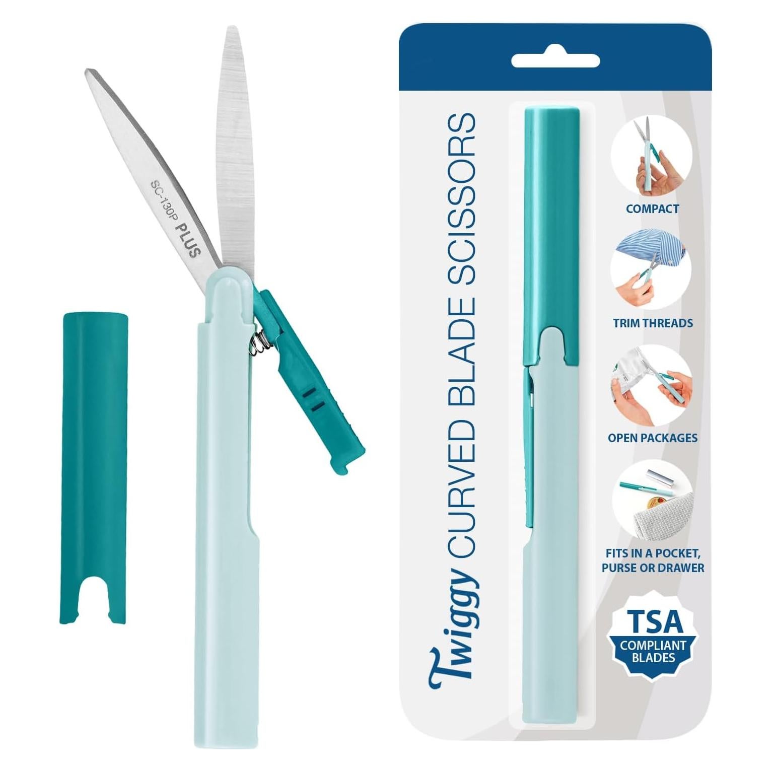 Tijeras Twiggy Compactas TSA PLUS Turquesa Antiadherentes