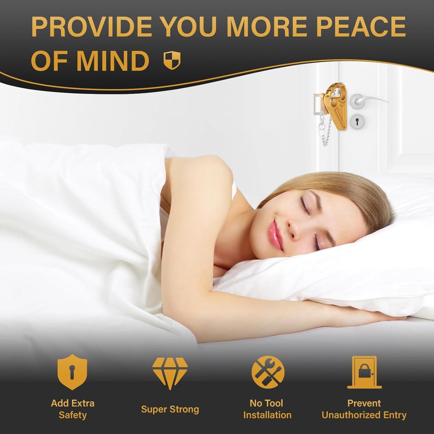 Cerradura de puerta portátil Urgeeo dorada para viajar