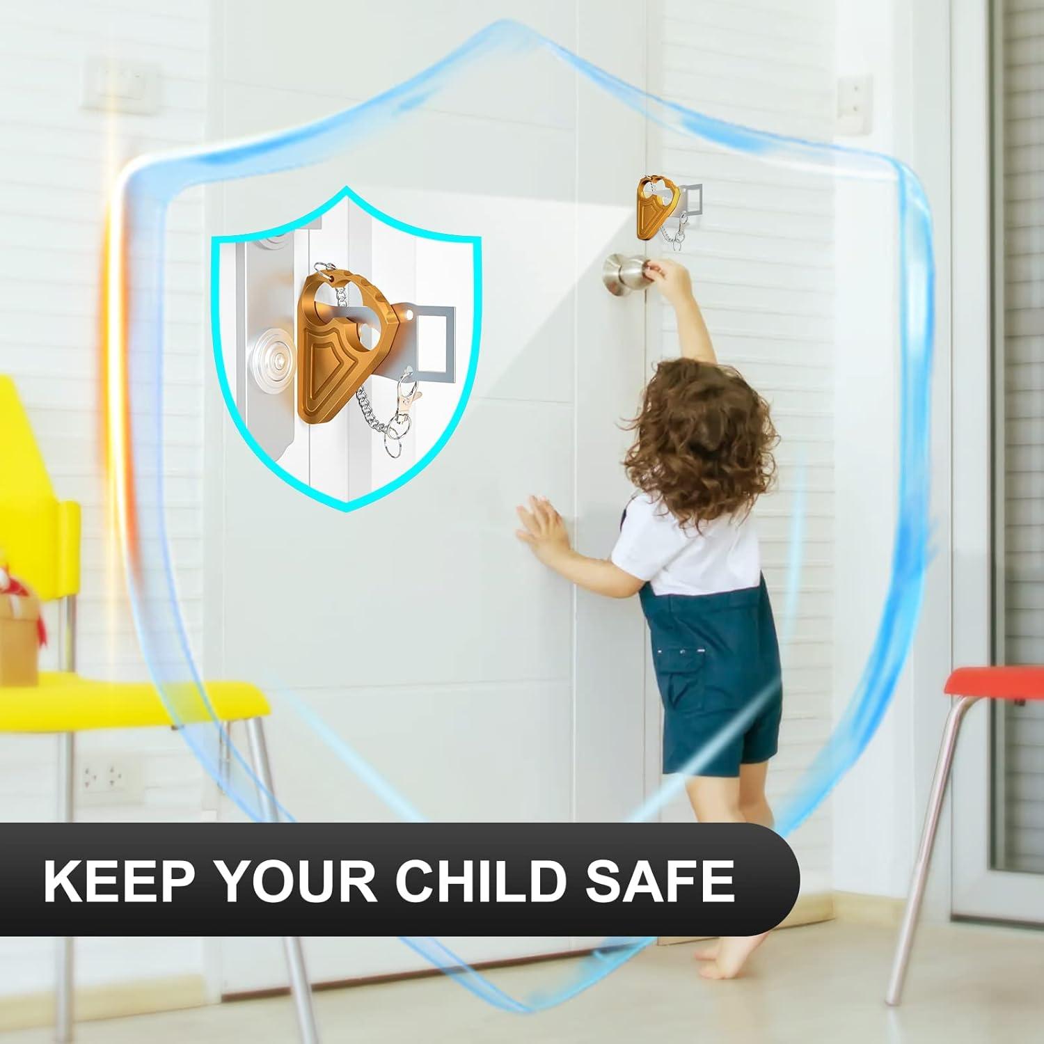 Cerradura de puerta portátil Urgeeo dorada para viajar