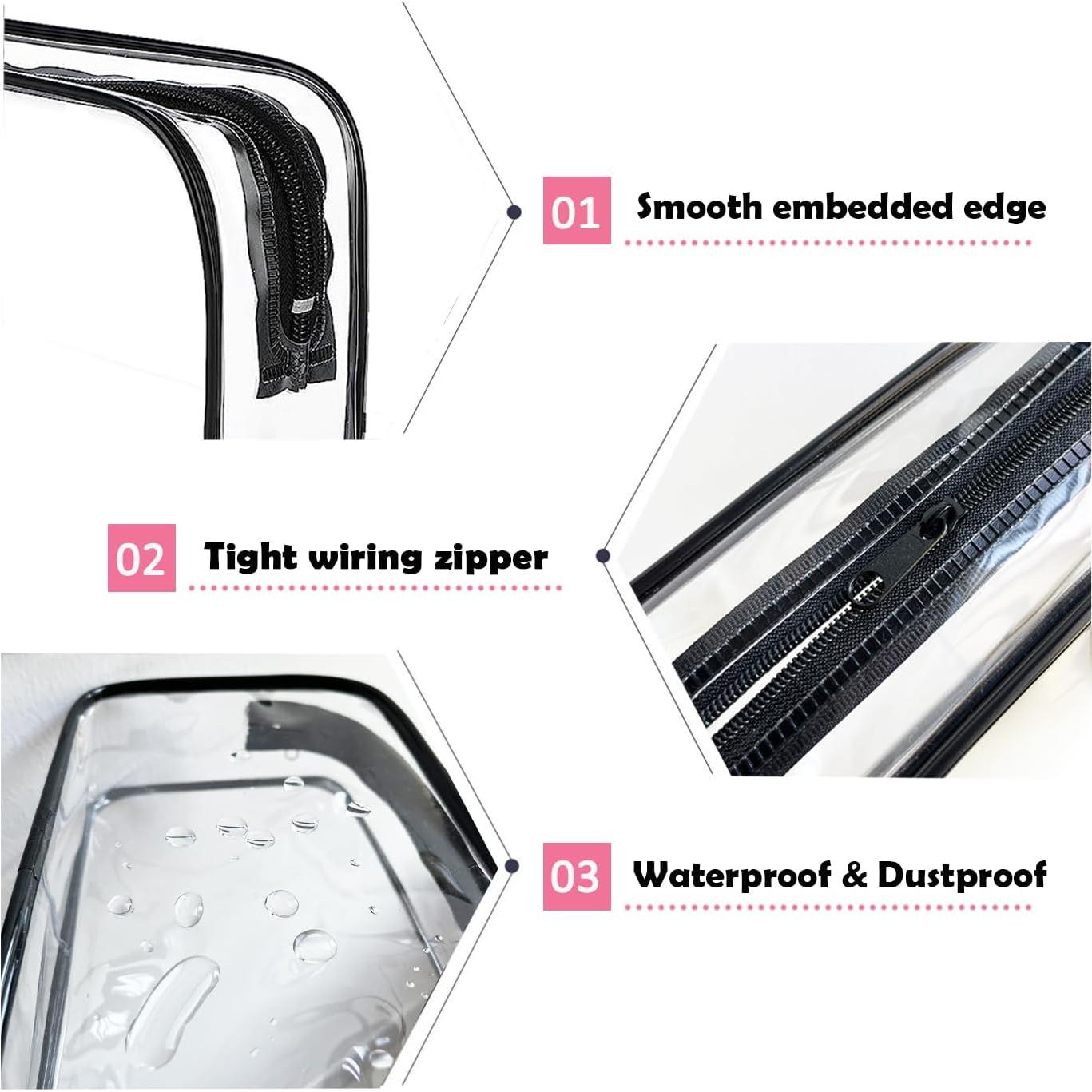 Bolsa de Aseo Transparente TSA 3 Paquetes 20.8x14cm Negro