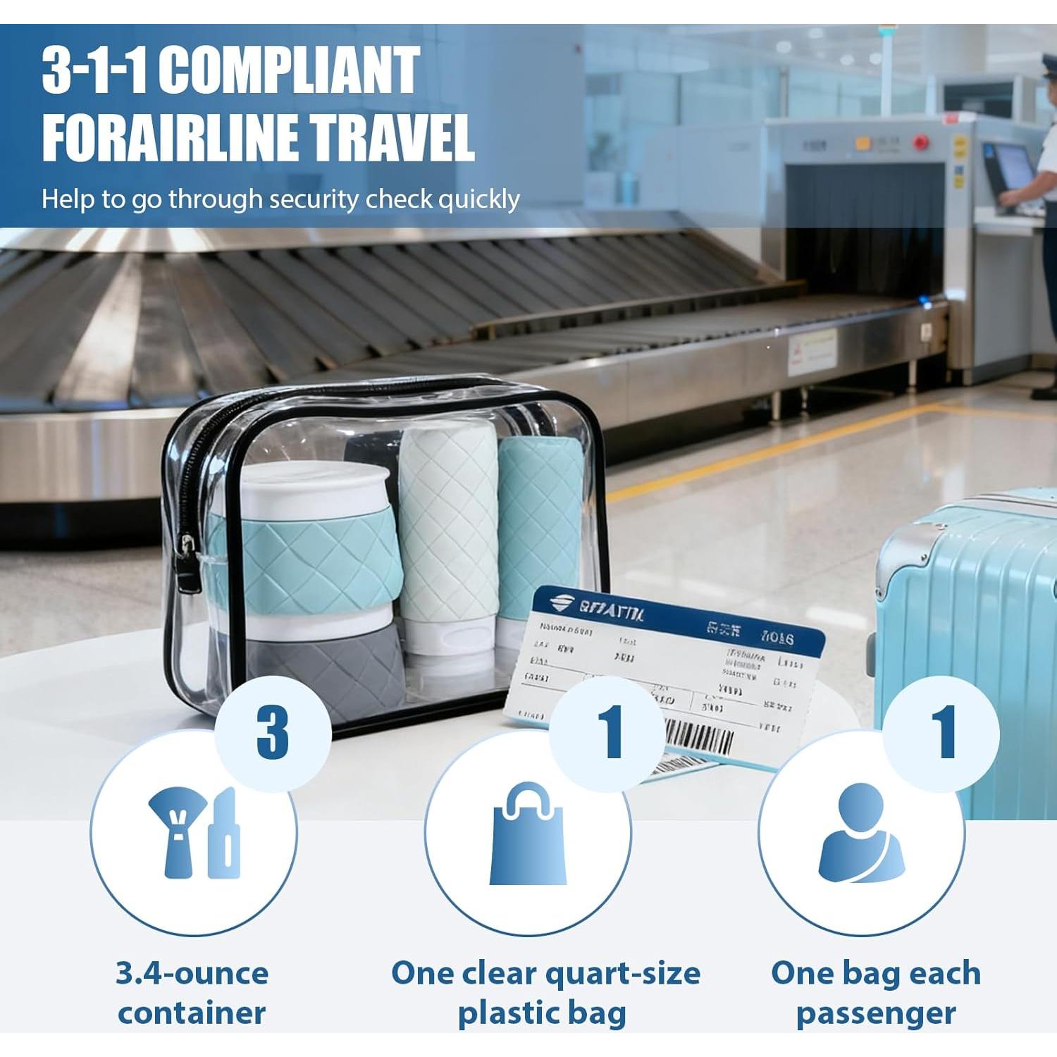 Bolsa de Maquillaje Transparente Ploimyur - 2 Piezas TSA