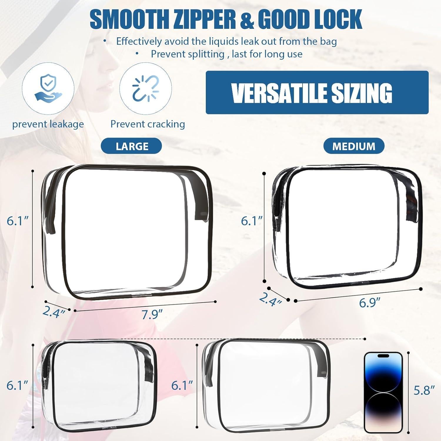 Bolsa de Maquillaje Transparente Ploimyur - 2 Piezas TSA