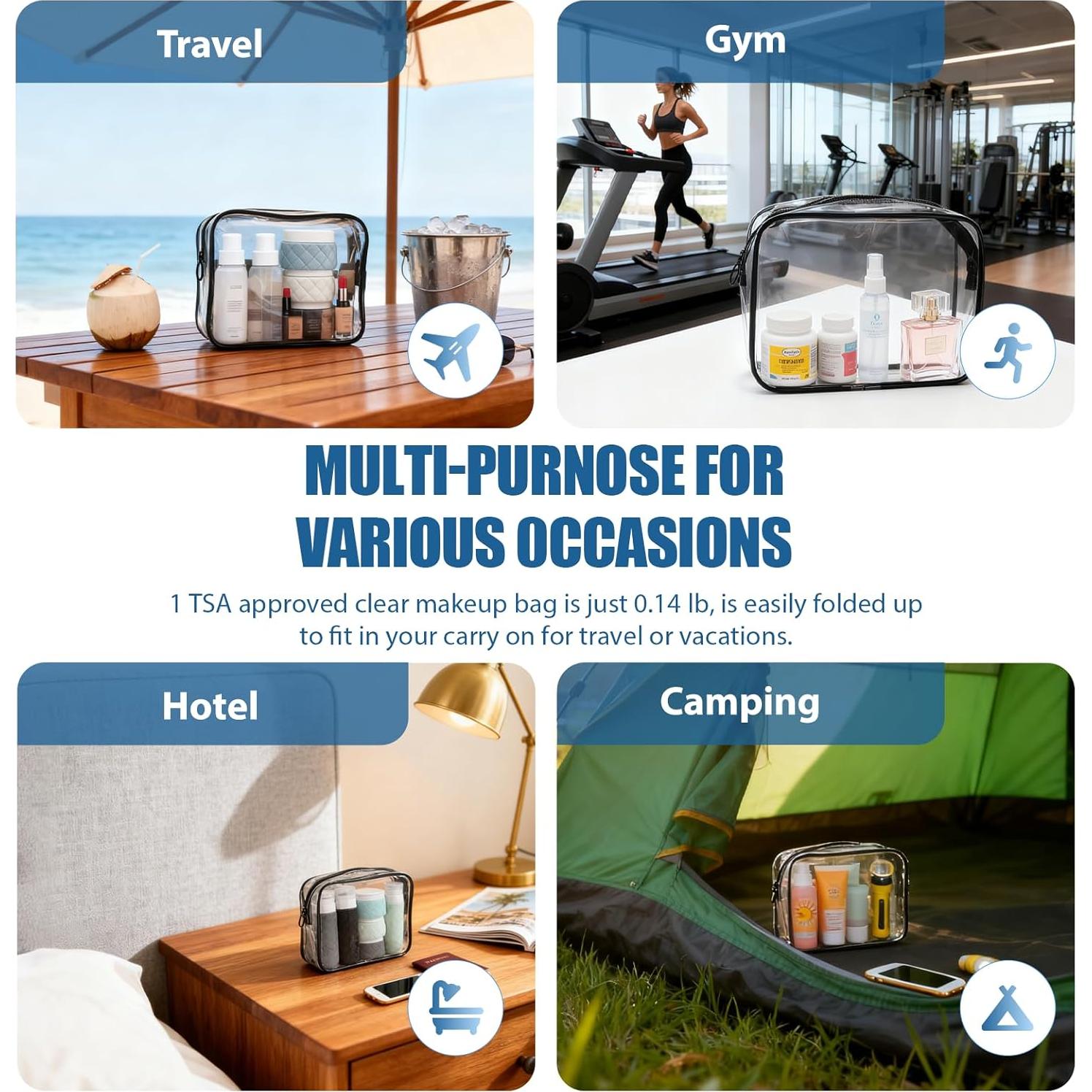 Bolsa de Maquillaje Transparente Ploimyur - 2 Piezas TSA