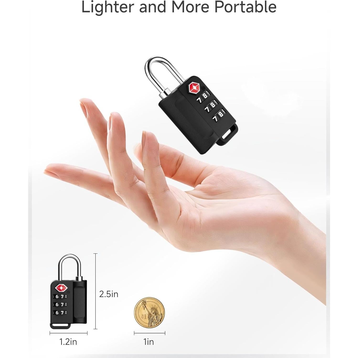 Candados de Equipaje LUGGEX TSA Aprobados - 2 Paquete Negro