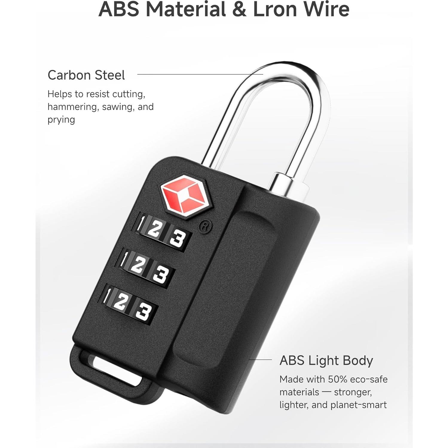 Candados de Equipaje LUGGEX TSA Aprobados - 2 Paquete Negro