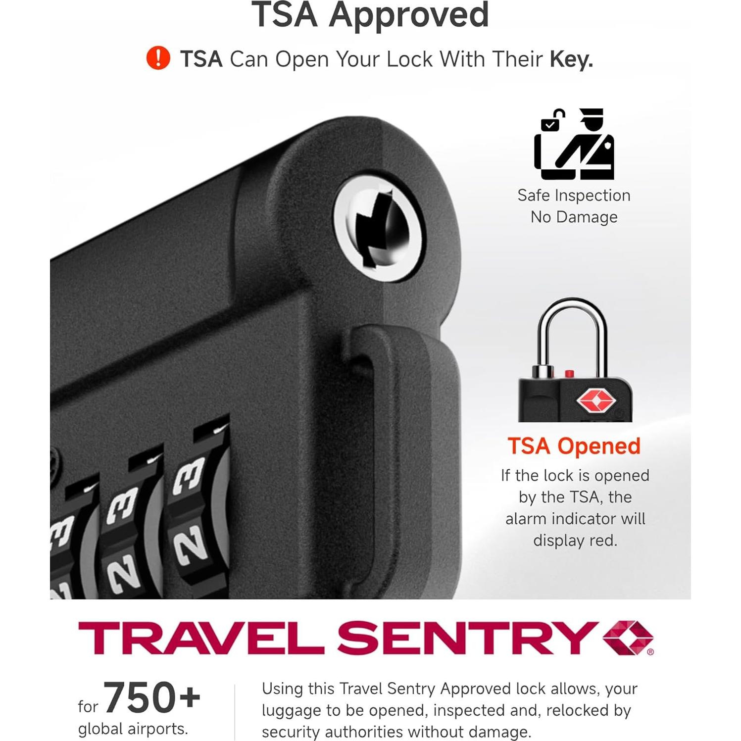 Candados de Equipaje LUGGEX TSA Aprobados - 2 Paquete Negro