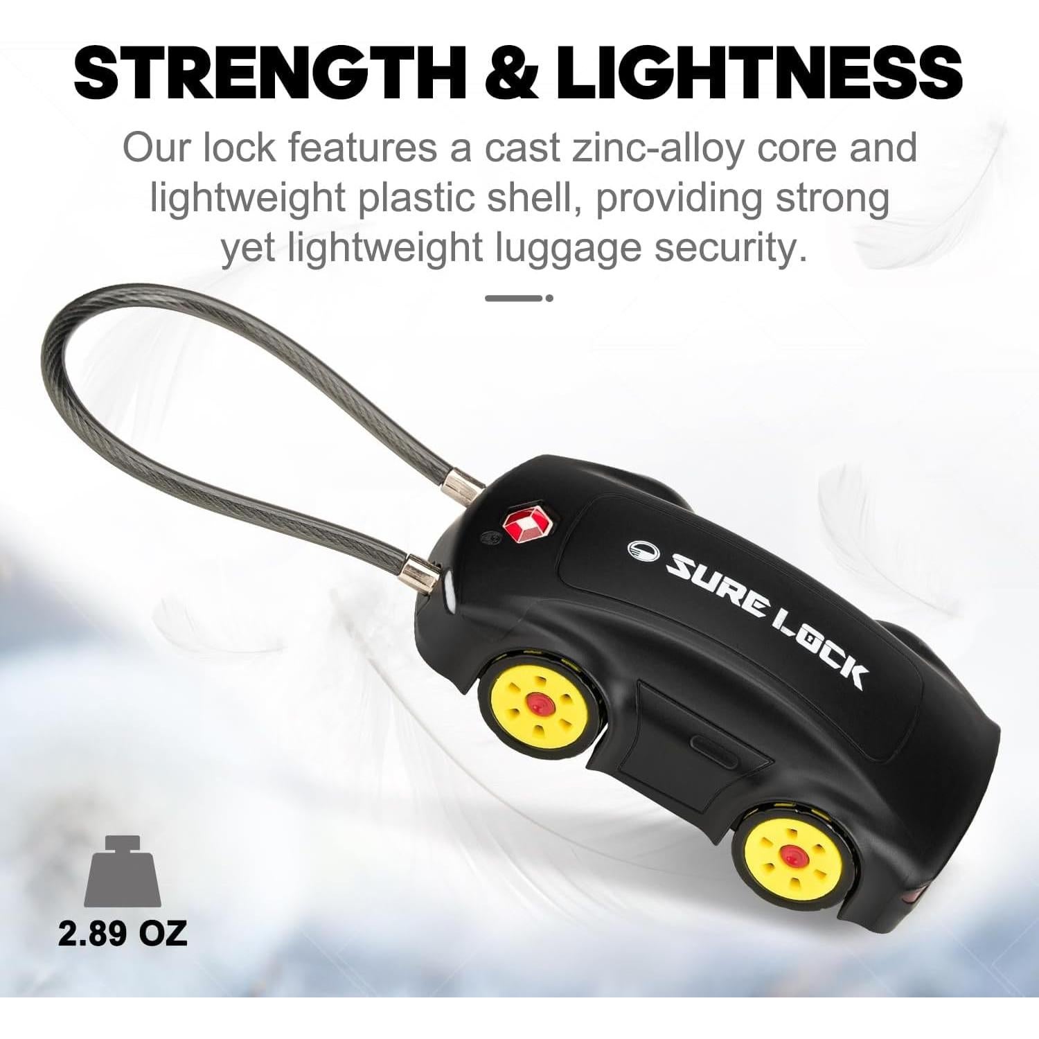 Candado de Equipaje TSA Sure Lock en Forma de Coche Negro