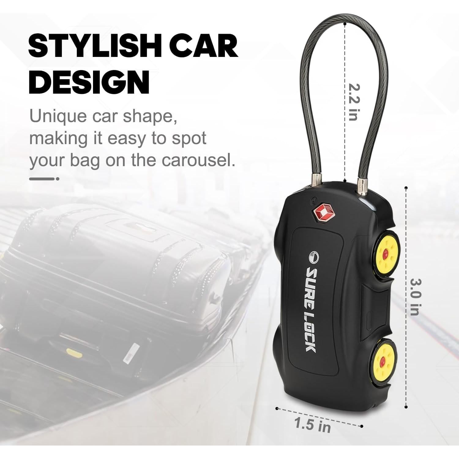 Candado de Equipaje TSA Sure Lock en Forma de Coche Negro