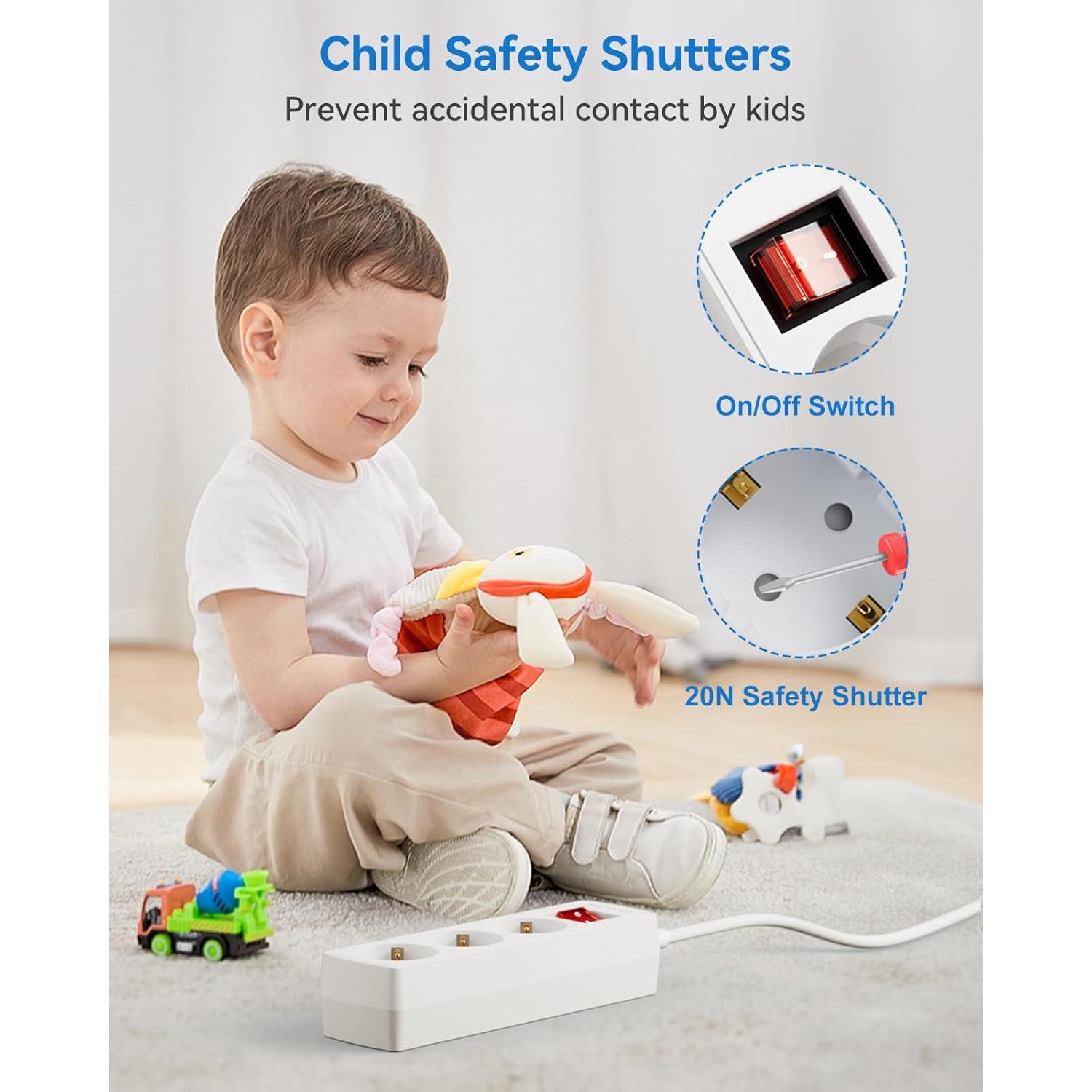 Adaptador de Enchufe UE a EE. UU. ROOTOMA 3 Salidas 1.52m