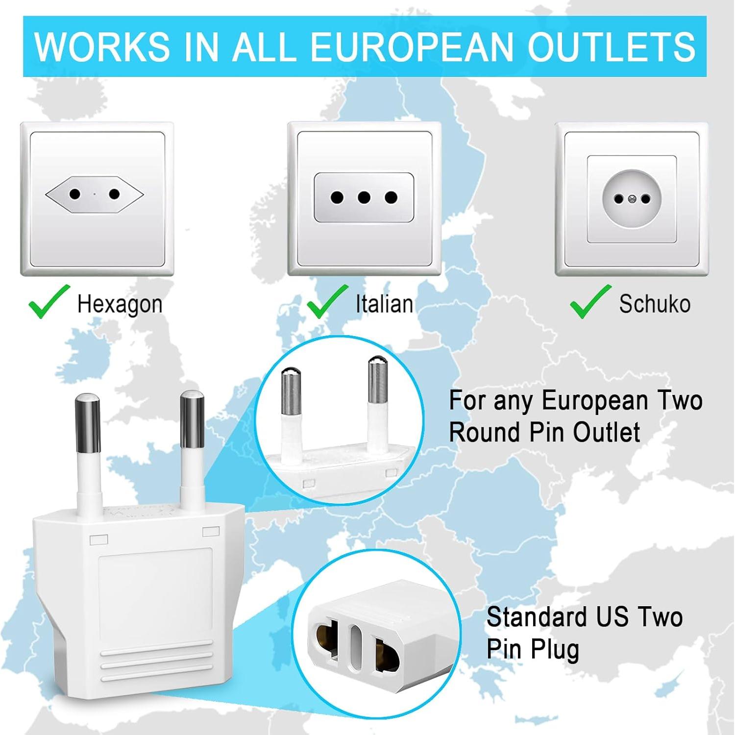 Adaptador de Enchufe de Viaje MIKWOAB Tipo C - 6 Piezas