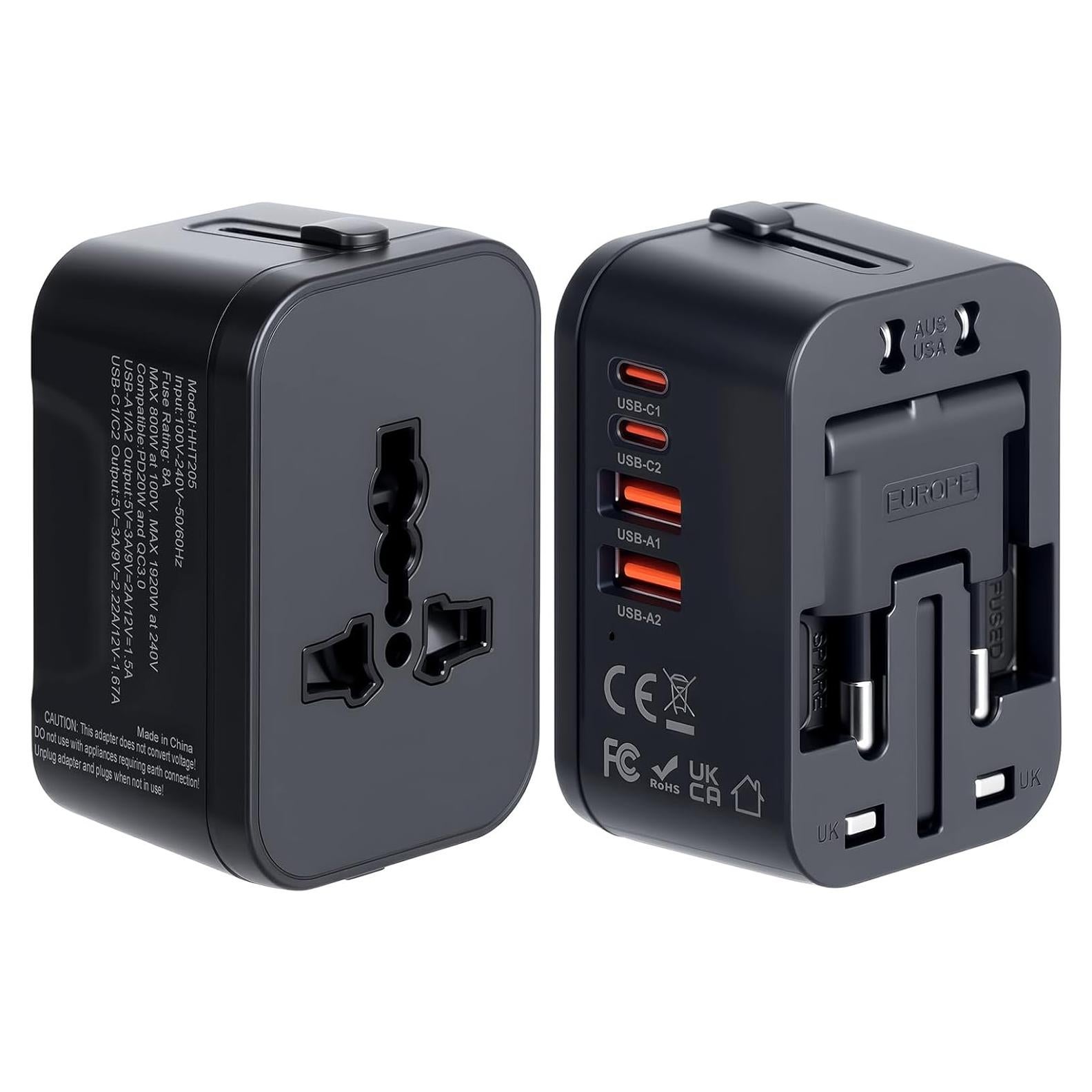 Adaptador de Viaje Universal NEWVANGA 4 Puertos USB Carga Rápida