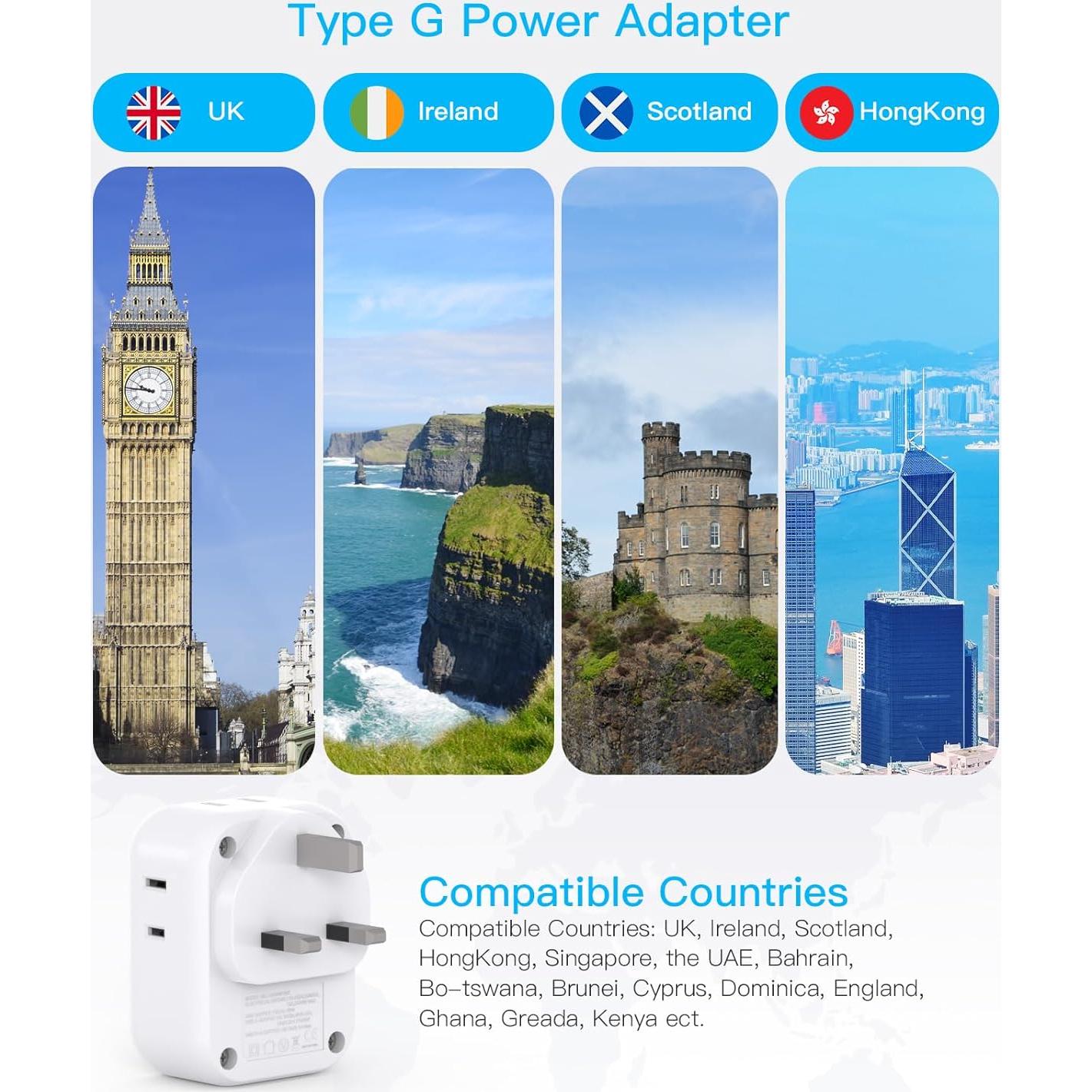 Adaptador de Enchufe de Viaje One Beat Tipo G 2 Paquetes 20W