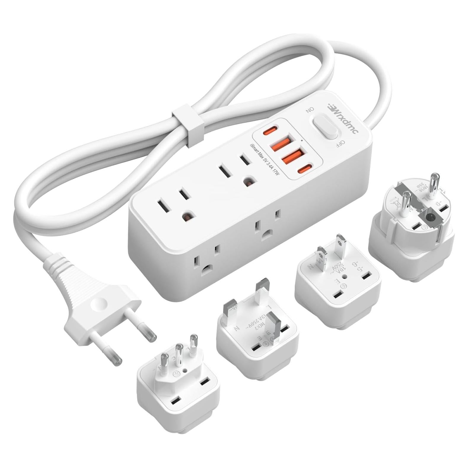 Adaptador de Enchufe de Viaje Universal WRXDMC 10-en-1 con 6 Salidas AC y 4 USB