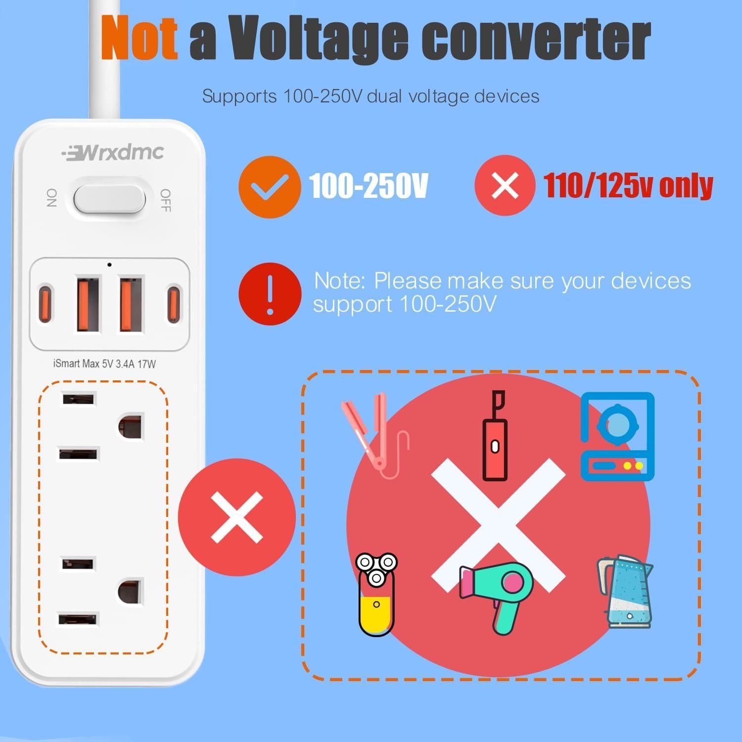 Adaptador de Enchufe de Viaje Universal WRXDMC 10-en-1 con 6 Salidas AC y 4 USB