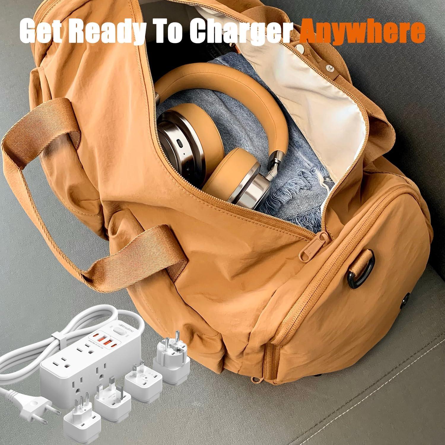 Adaptador de Enchufe de Viaje Universal WRXDMC 10-en-1 con 6 Salidas AC y 4 USB