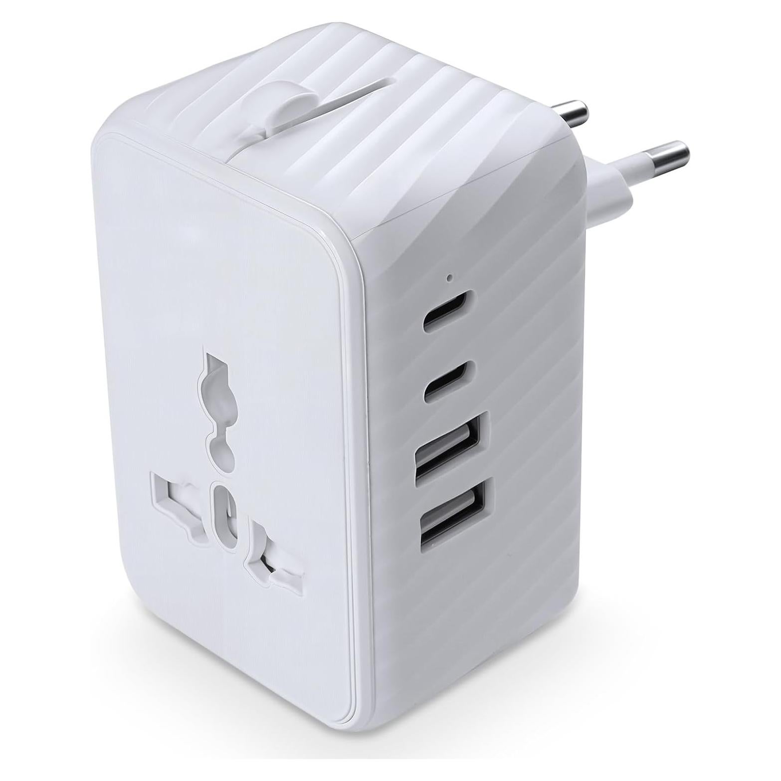 Adaptador de Viaje Universal Aukzily con 4 Enchufes y 4 Puertos USB