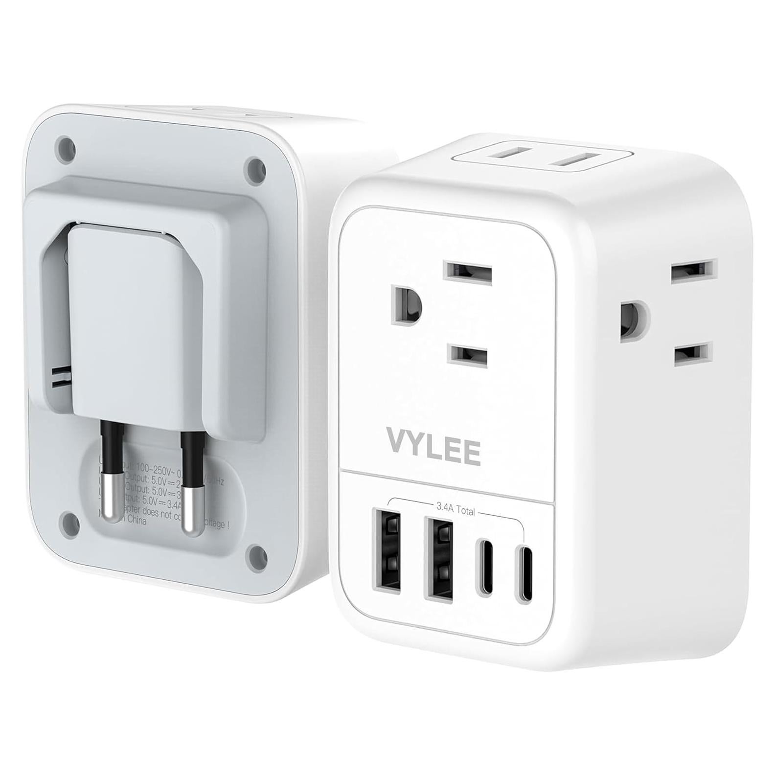 Adaptador de Enchufe de Viaje Ouli OL-519EU 8 en 1 USB C