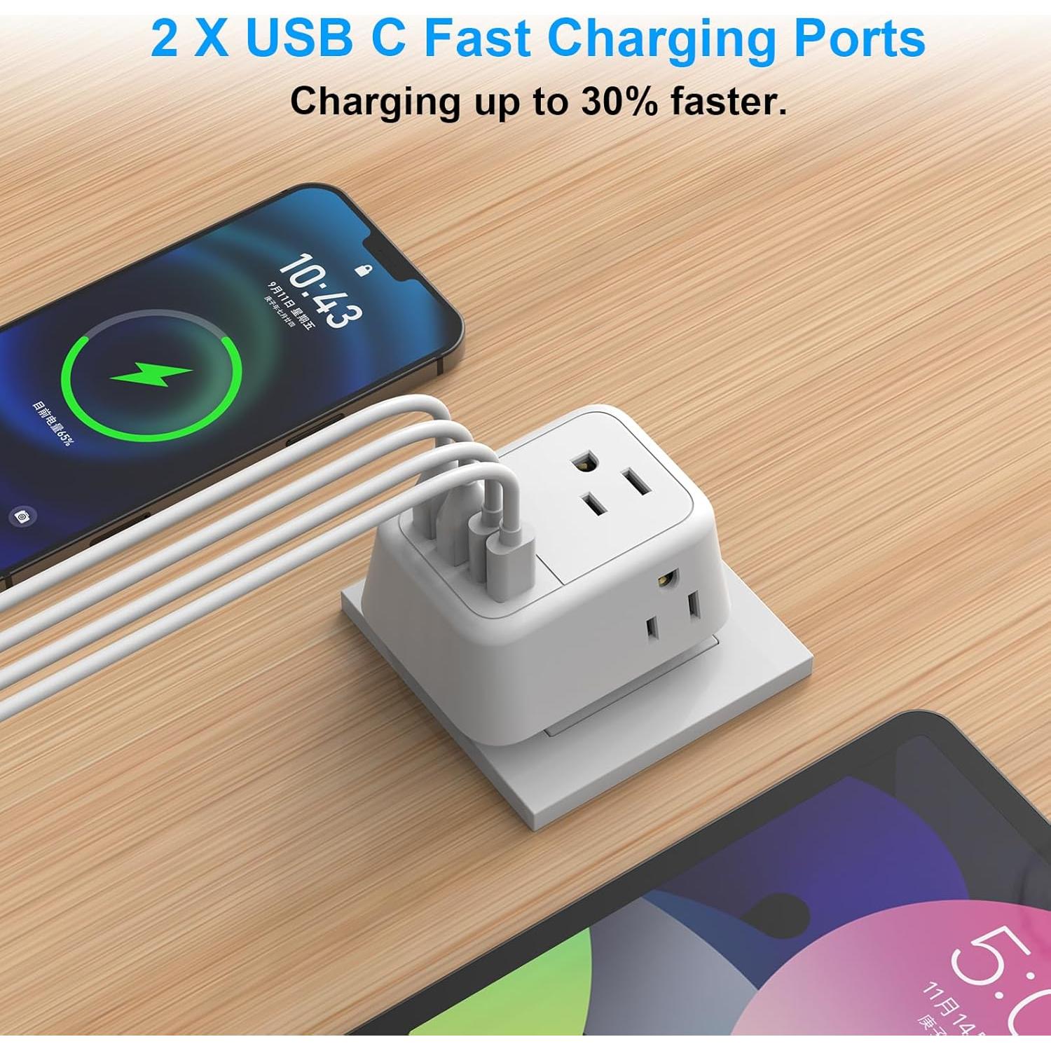 Adaptador de Enchufe de Viaje Ouli OL-519EU 8 en 1 USB C