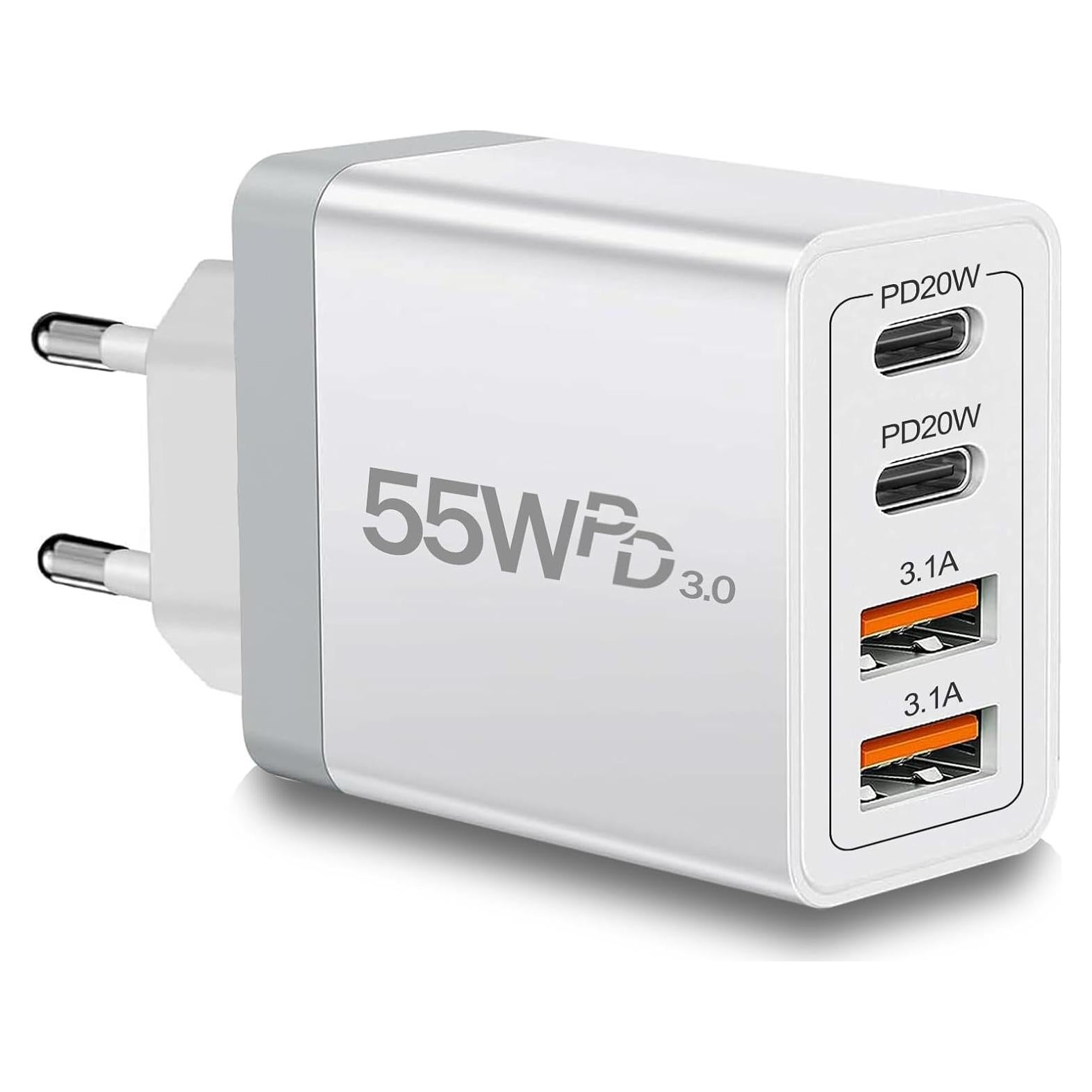 Adaptador de Enchufe de Viaje Europeo CARZONJX 55W USB C
