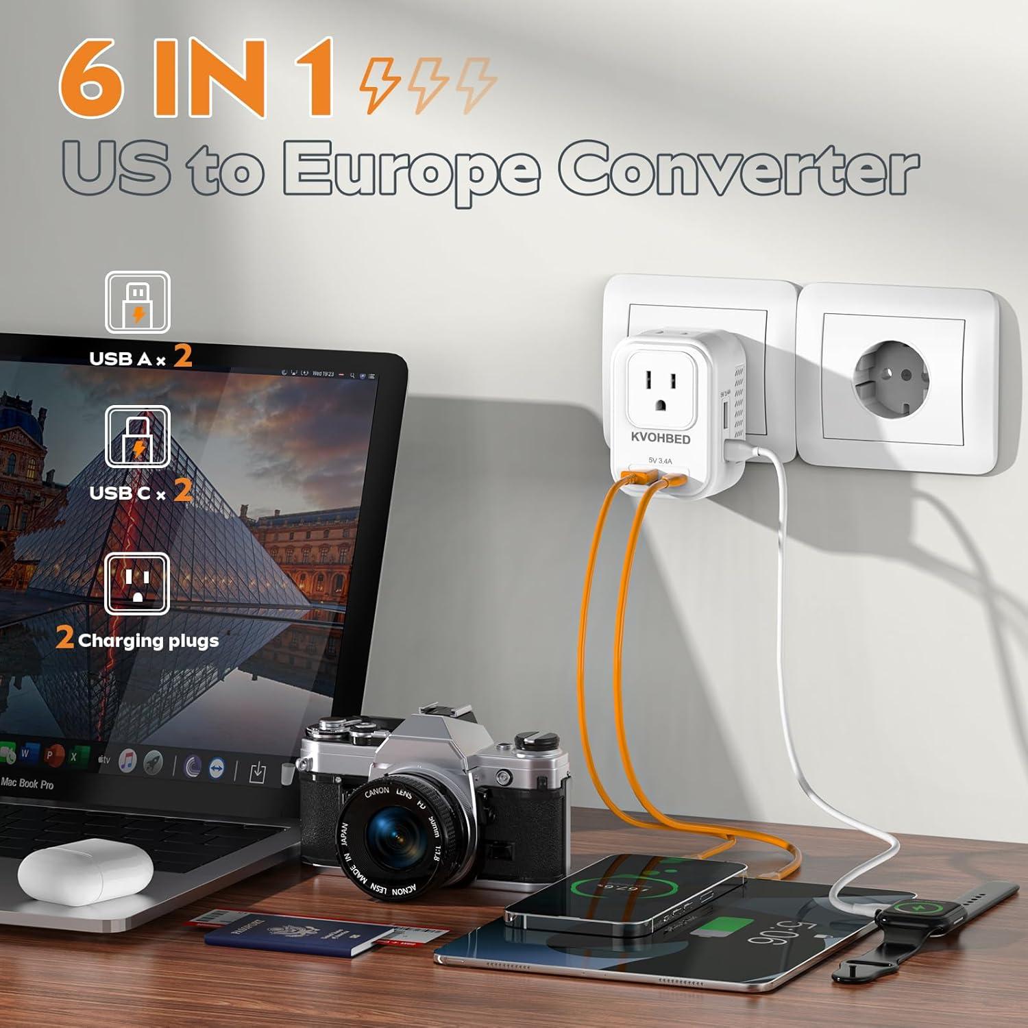 Convertidor de Voltaje KVOHBED 220V a 110V con USB