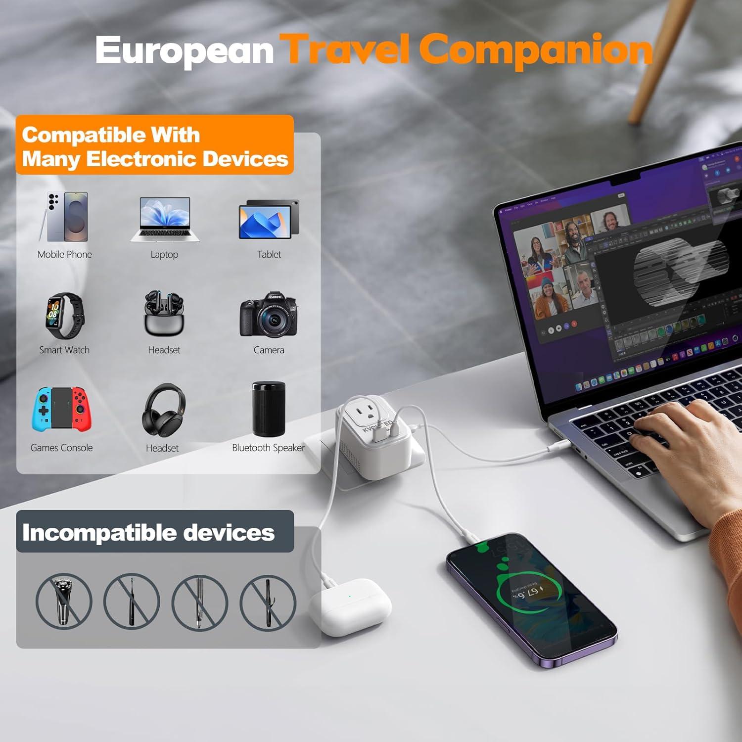 Convertidor de Voltaje KVOHBED 220V a 110V con USB